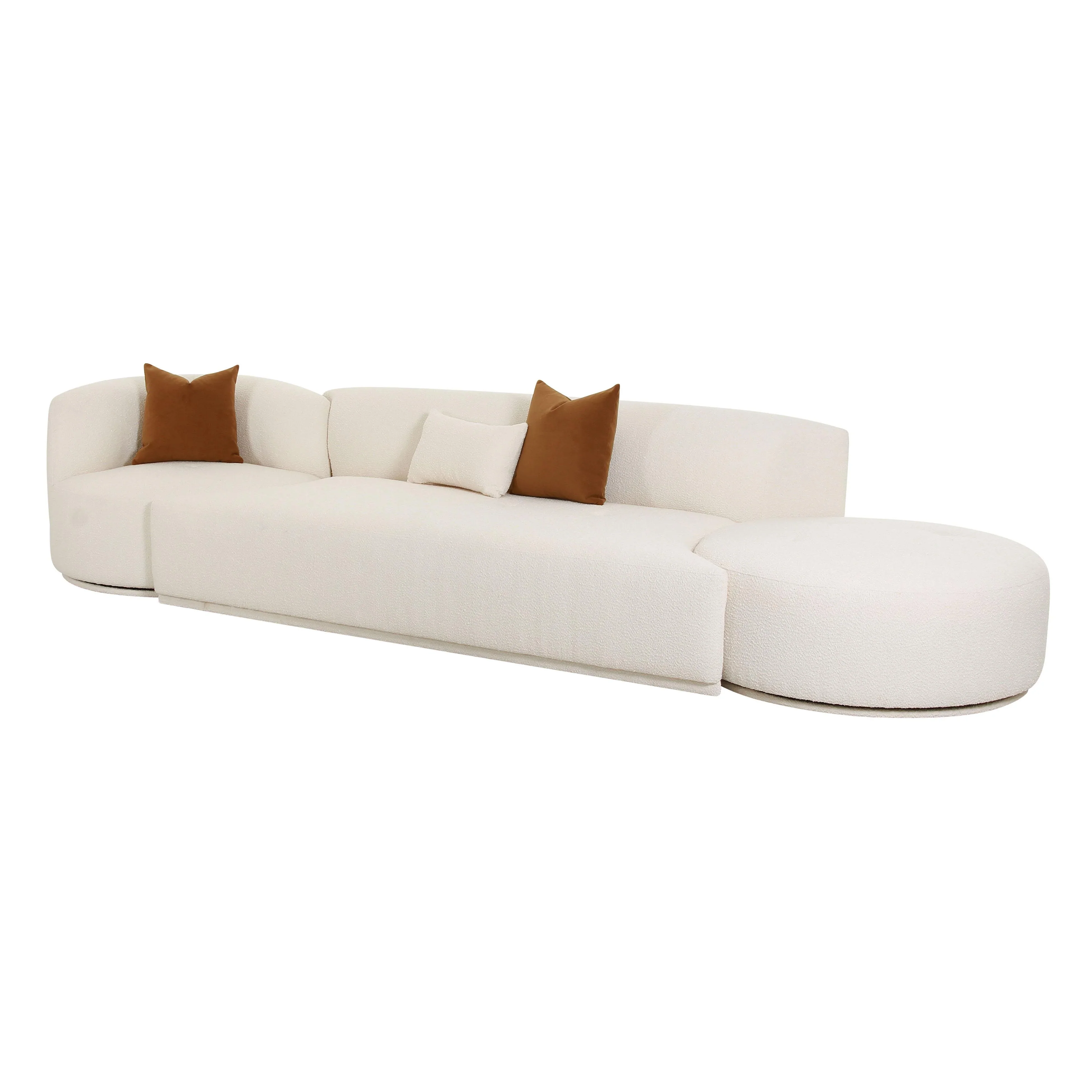Fickle 144" 3-Piece Cream Performance Boucle Chaise Modular Sofa - Image 6