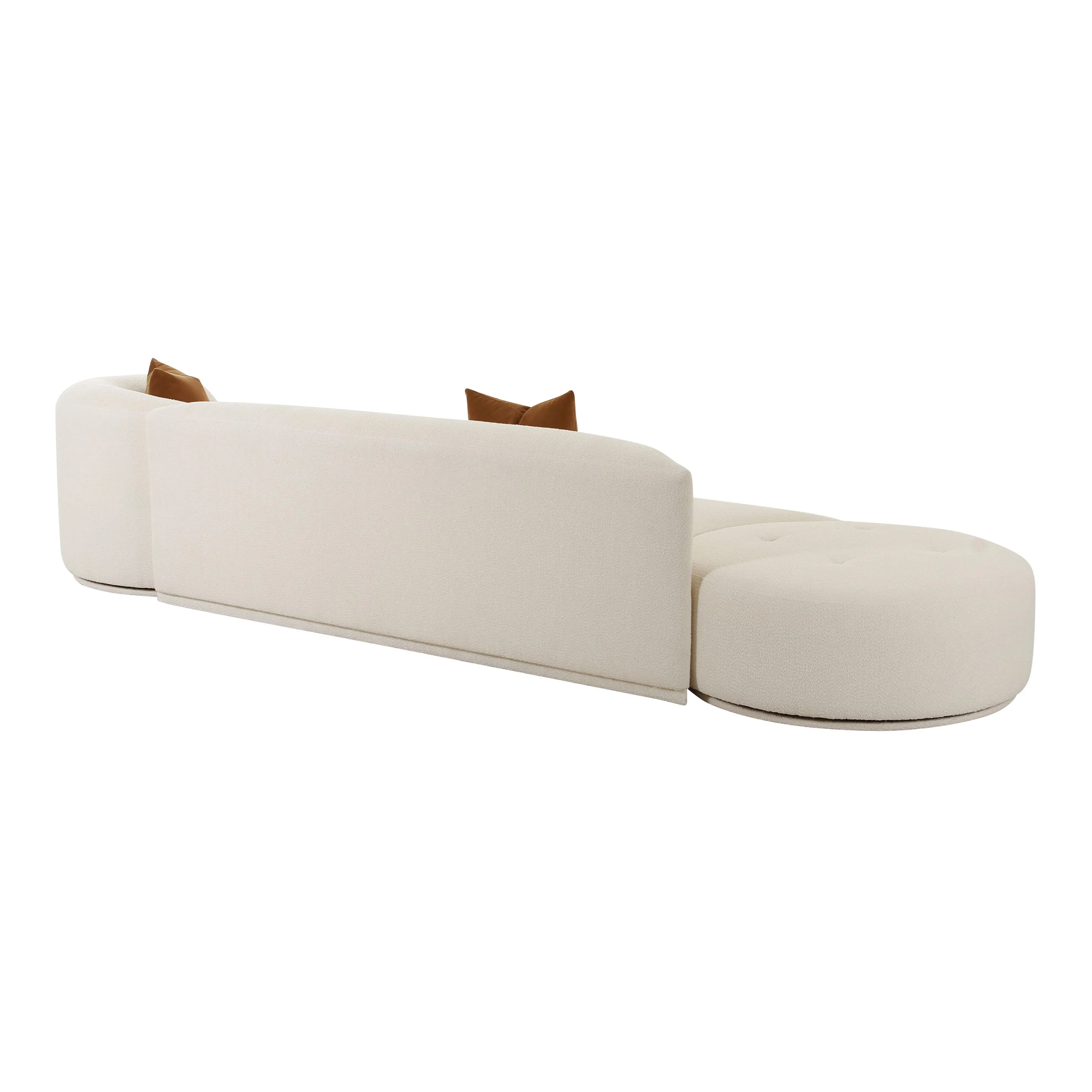 Fickle 144" 3-Piece Cream Performance Boucle Chaise Modular Sofa - Image 7