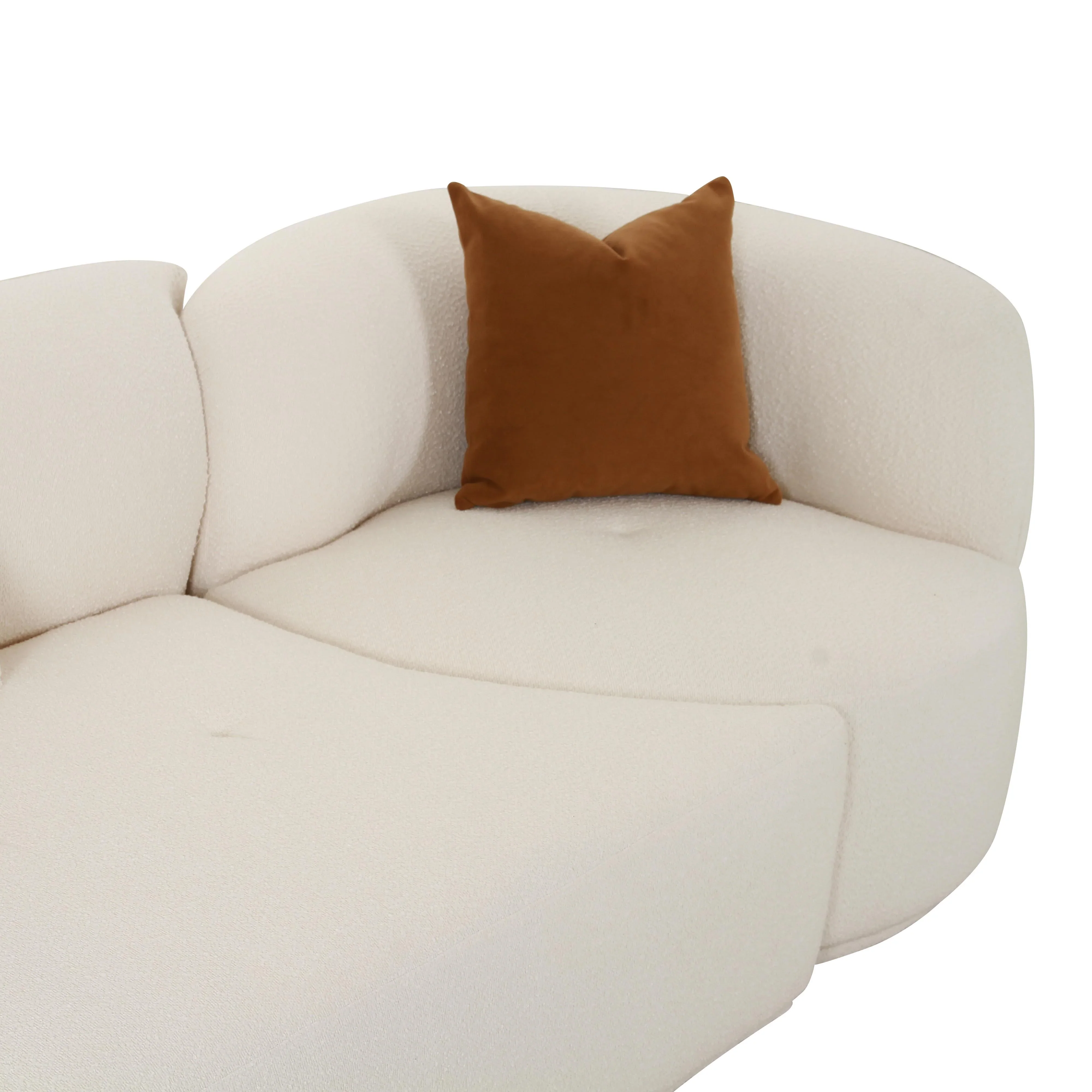 Fickle 144" 3-Piece Cream Performance Boucle Chaise Modular Sofa - Image 8