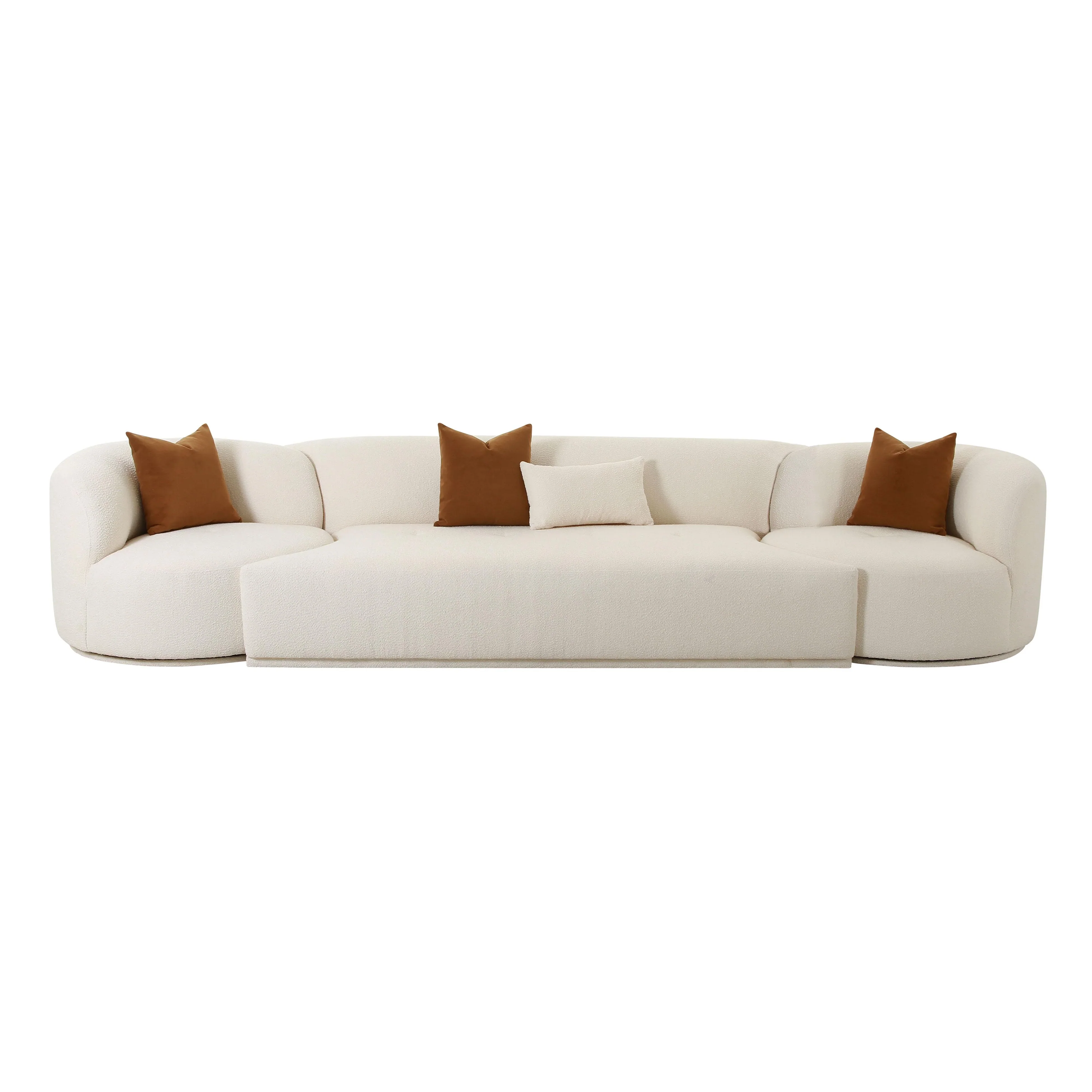 Fickle 144" 3-Piece Cream Performance Boucle Modular Sofa - Image 3