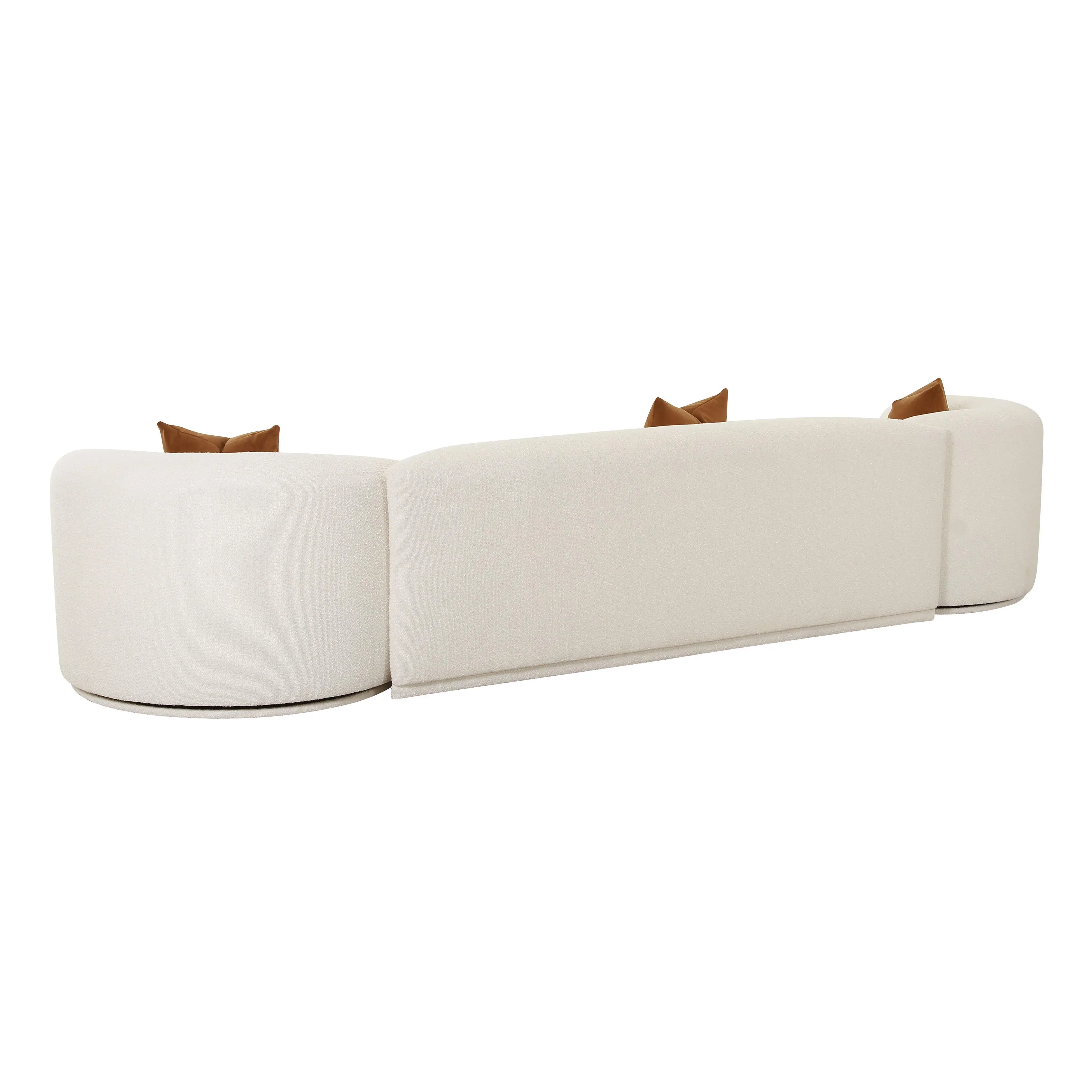 Fickle 144" 3-Piece Cream Performance Boucle Modular Sofa - Image 4