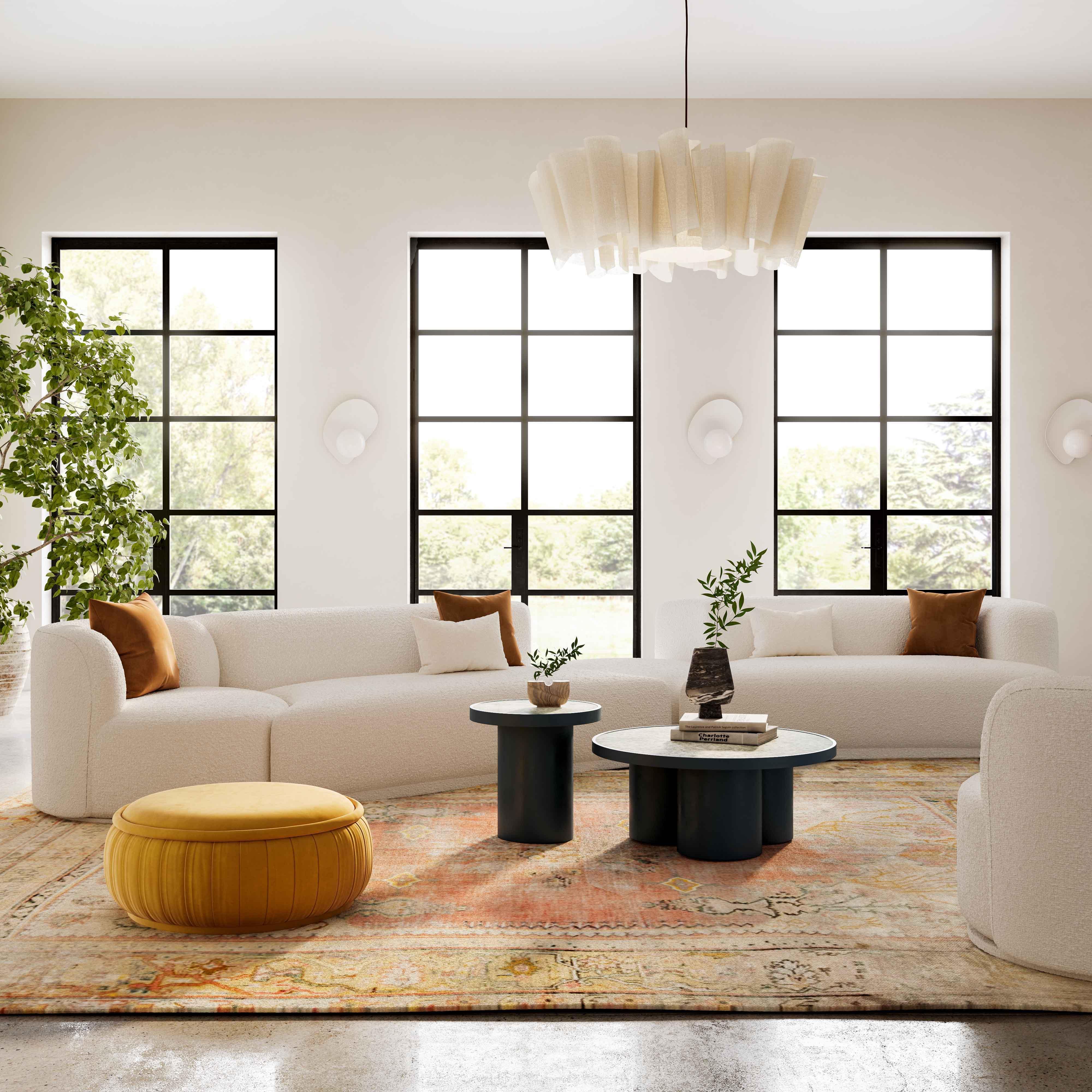 Fickle 4-Piece Cream Performance Boucle Modular Sectional - Image 2