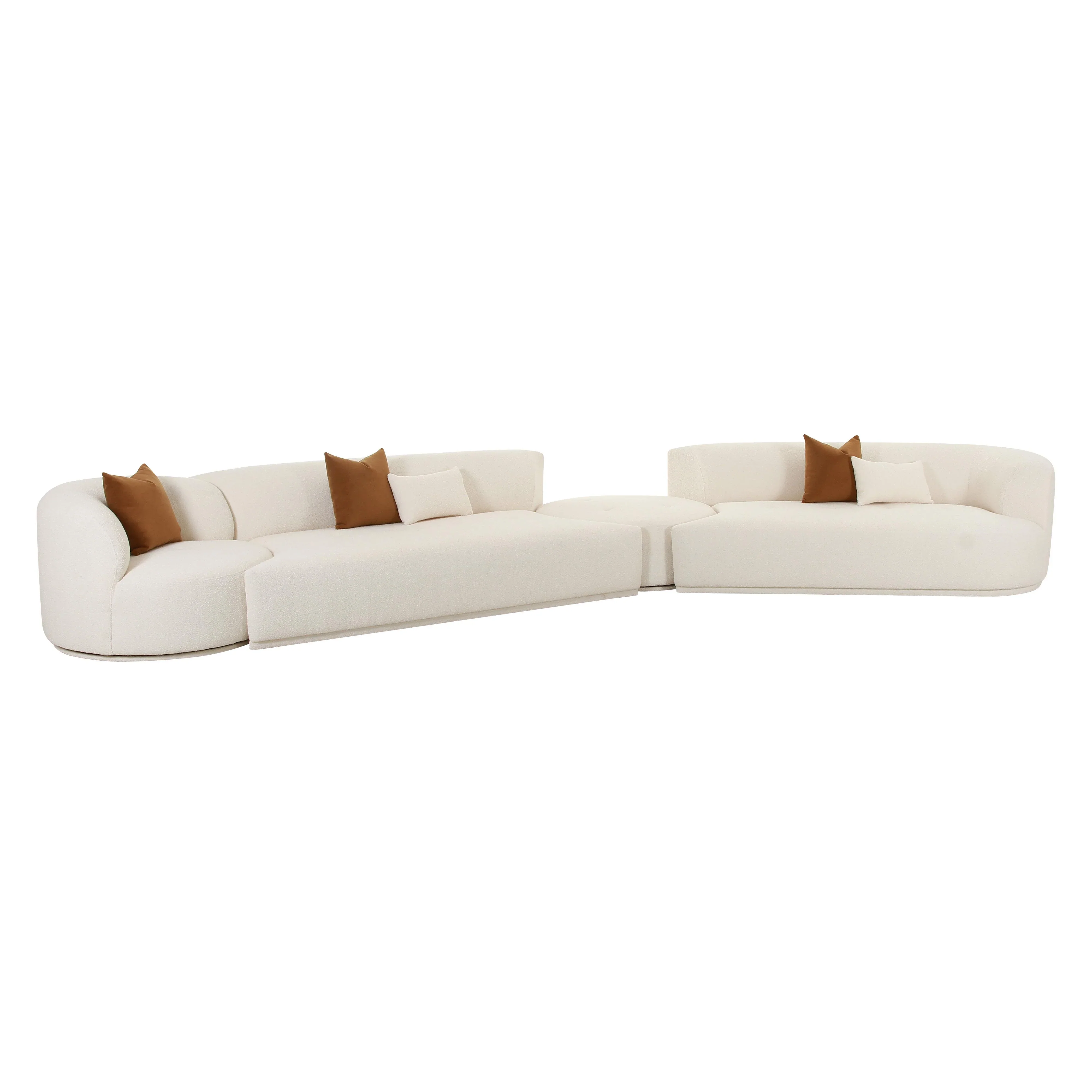 Fickle 4-Piece Cream Performance Boucle Modular Sectional - Image 3