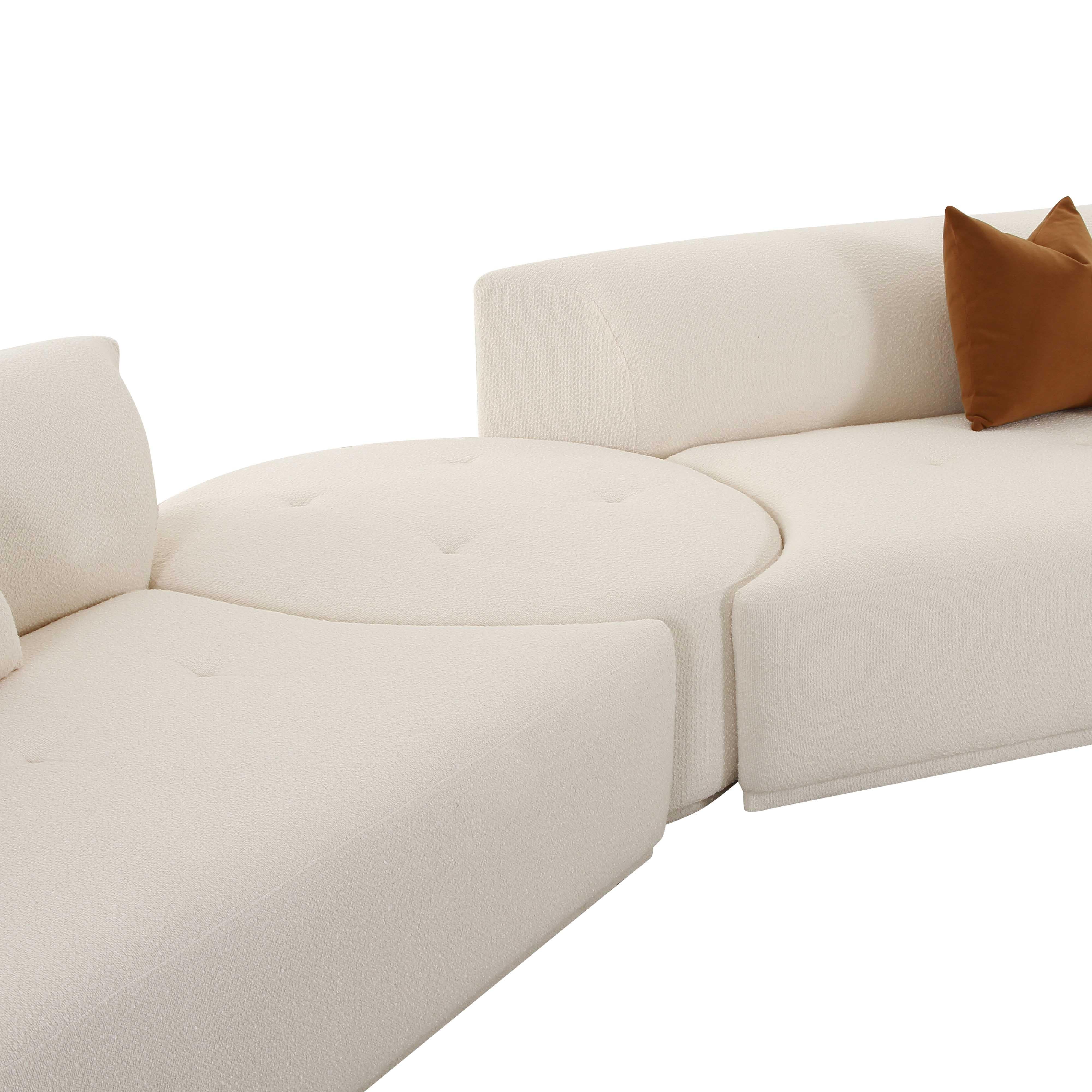 Fickle 4-Piece Cream Performance Boucle Modular Sectional - Image 5