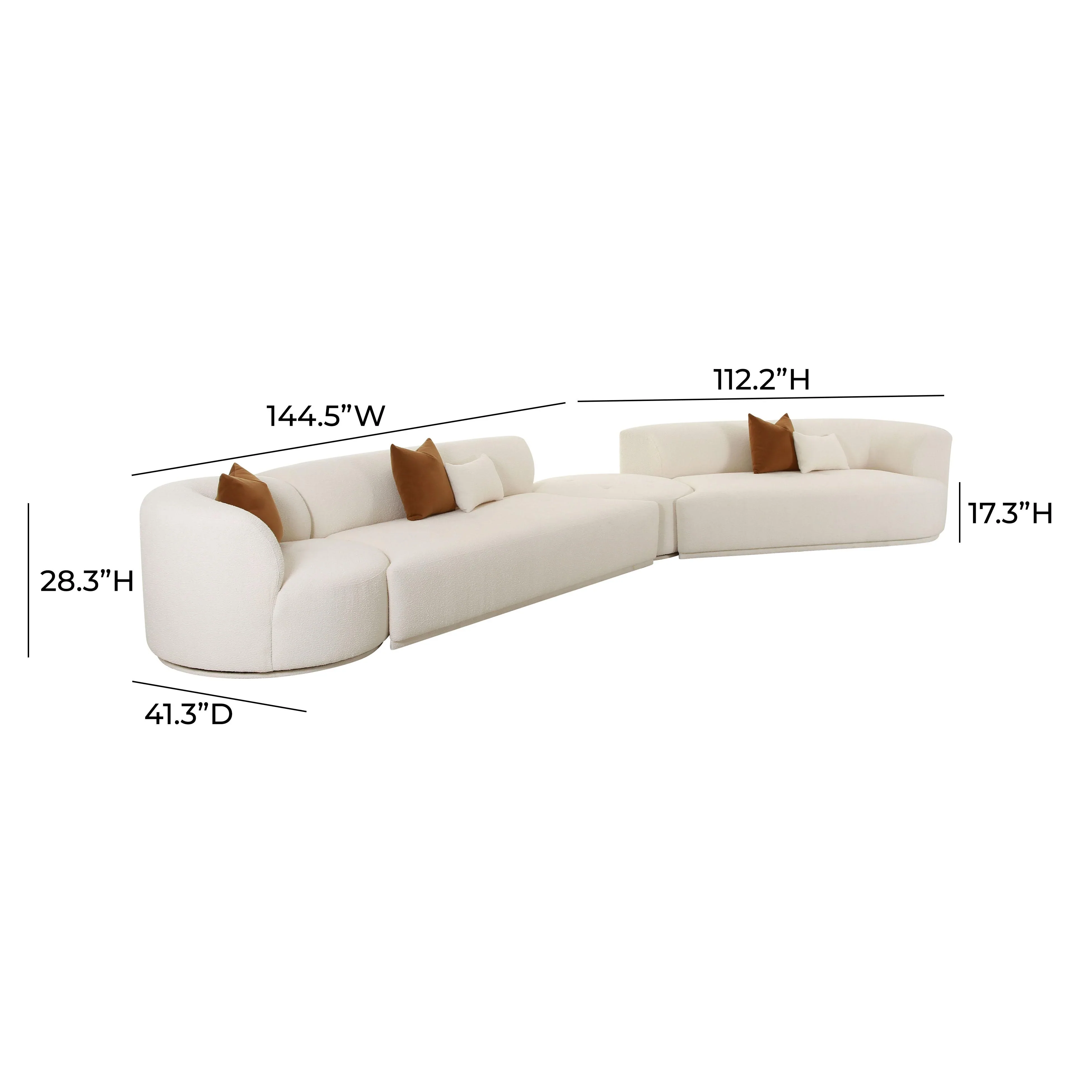 Fickle 4-Piece Cream Performance Boucle Modular Sectional - Image 7