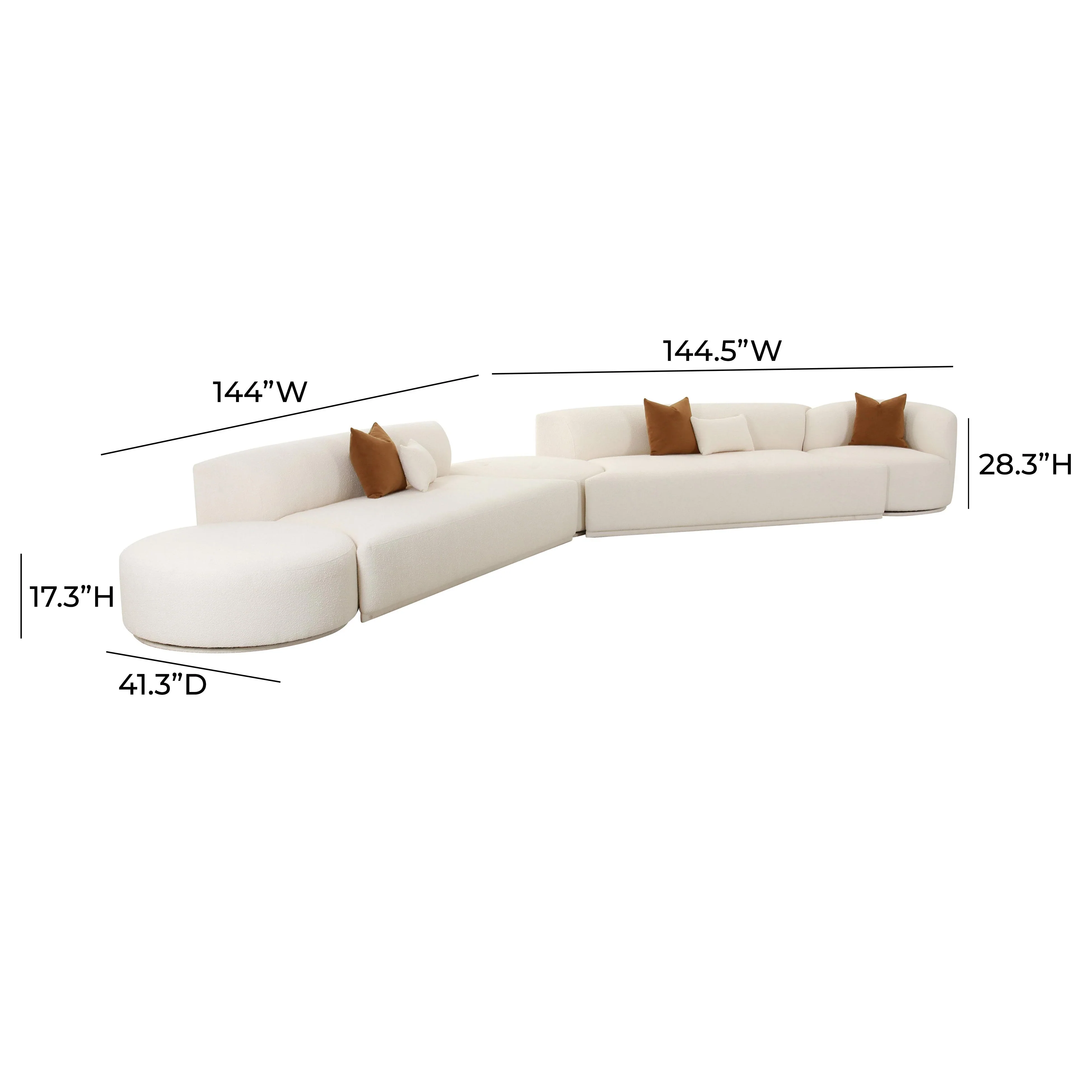 Fickle Cream Performance Boucle 5-Piece Modular Chaise Sectional - Image 6