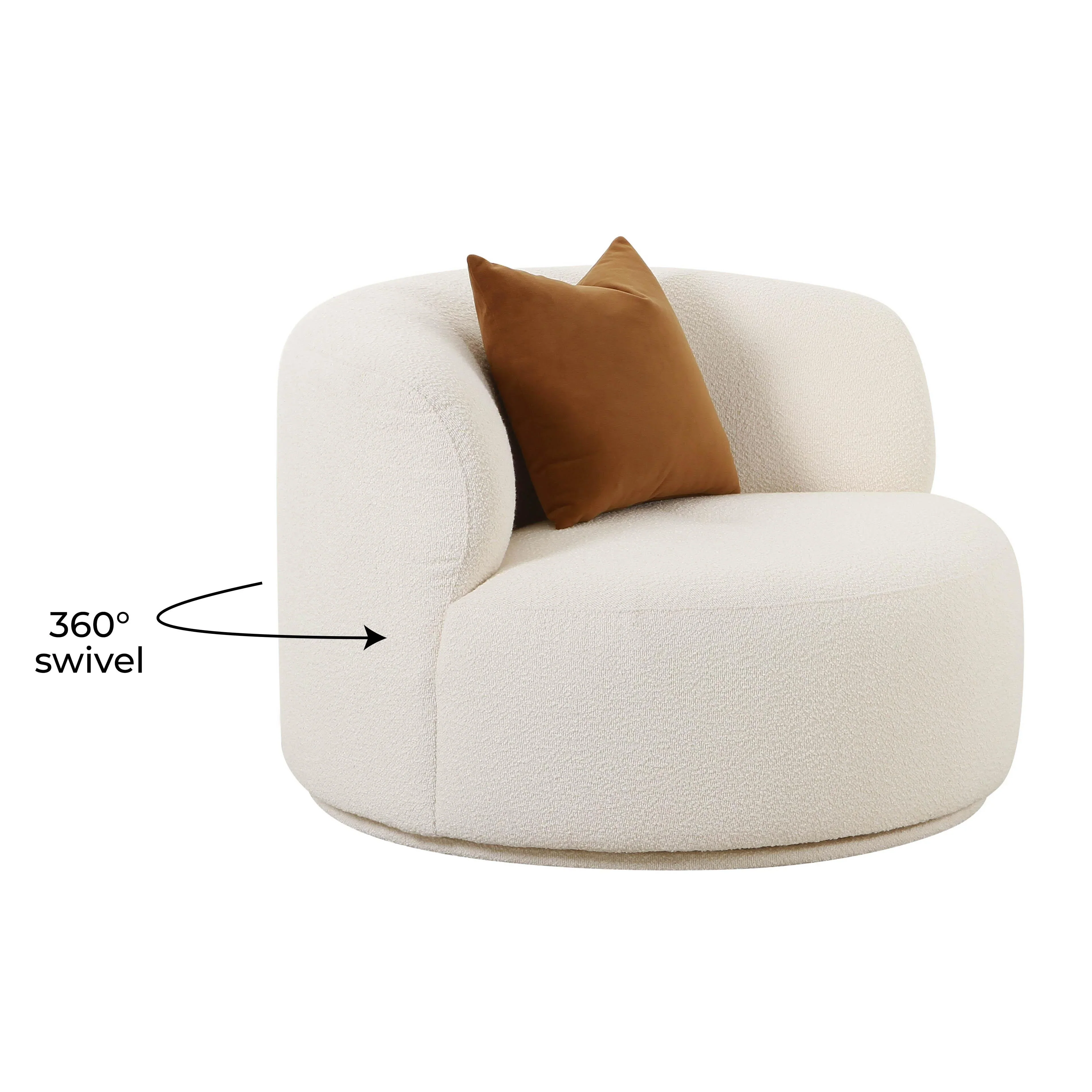 Fickle Cream Performance Boucle Swivel Chair - Image 6