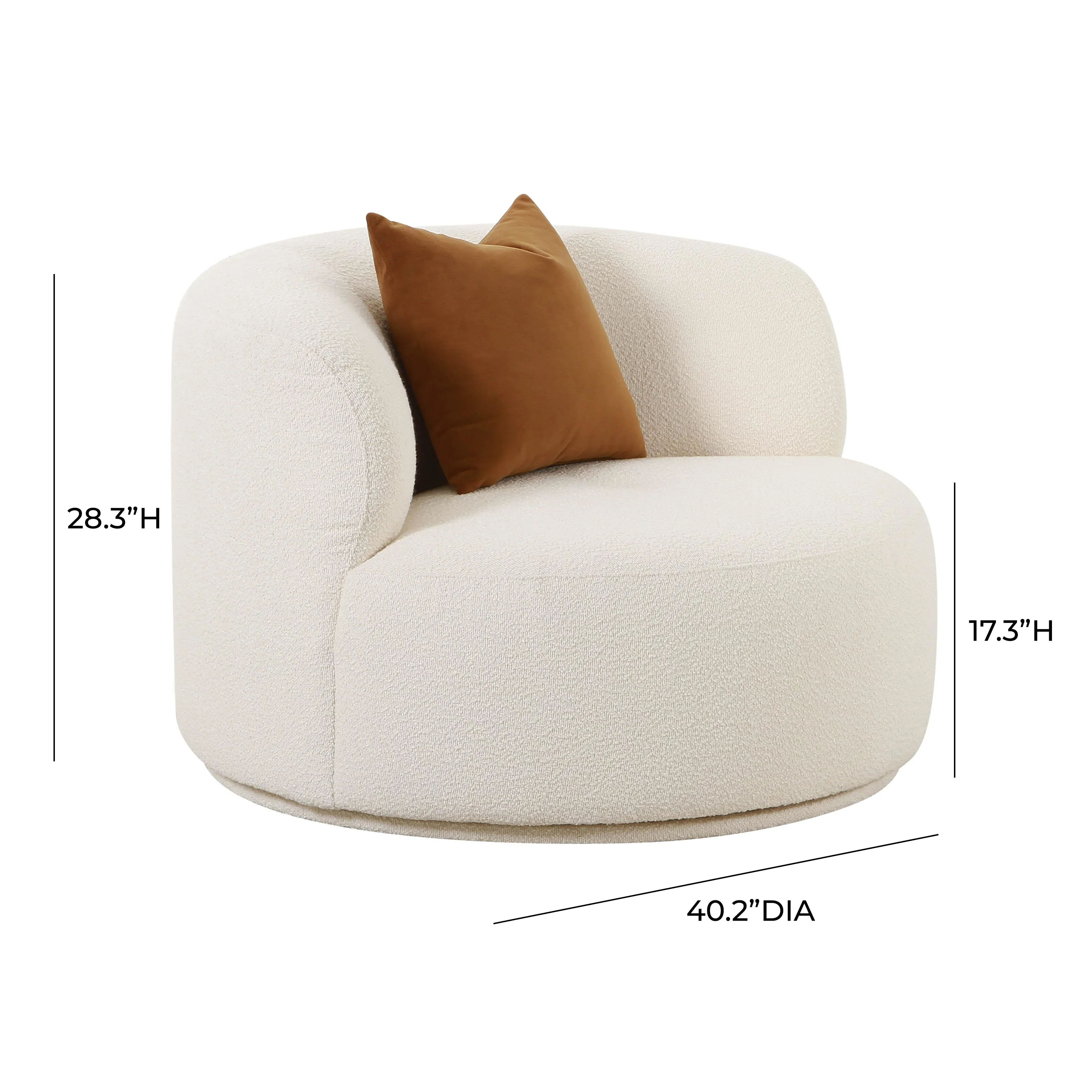 Fickle Cream Performance Boucle Swivel Chair - Image 7