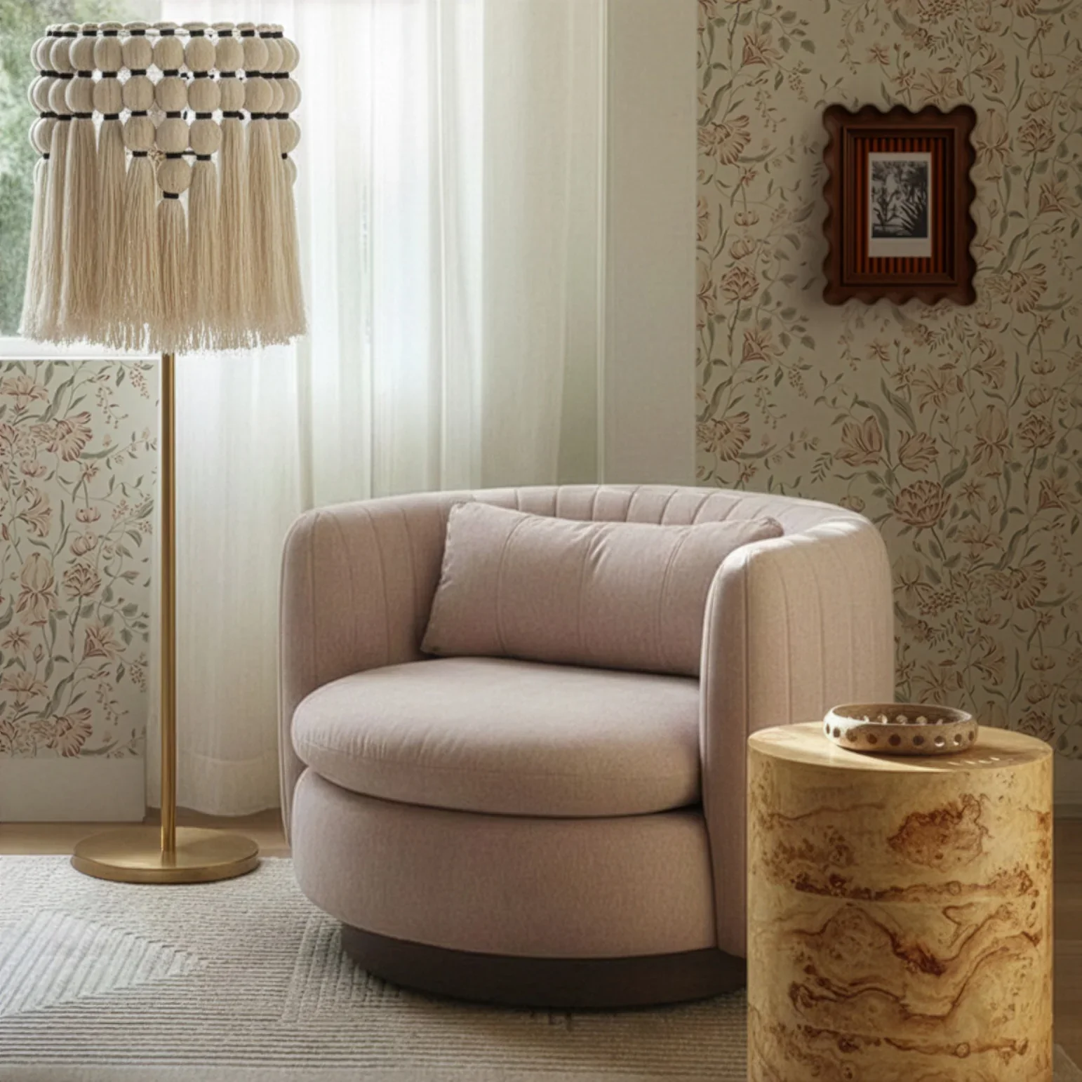 Fig Natural Burl Drum Side Table - Image 2