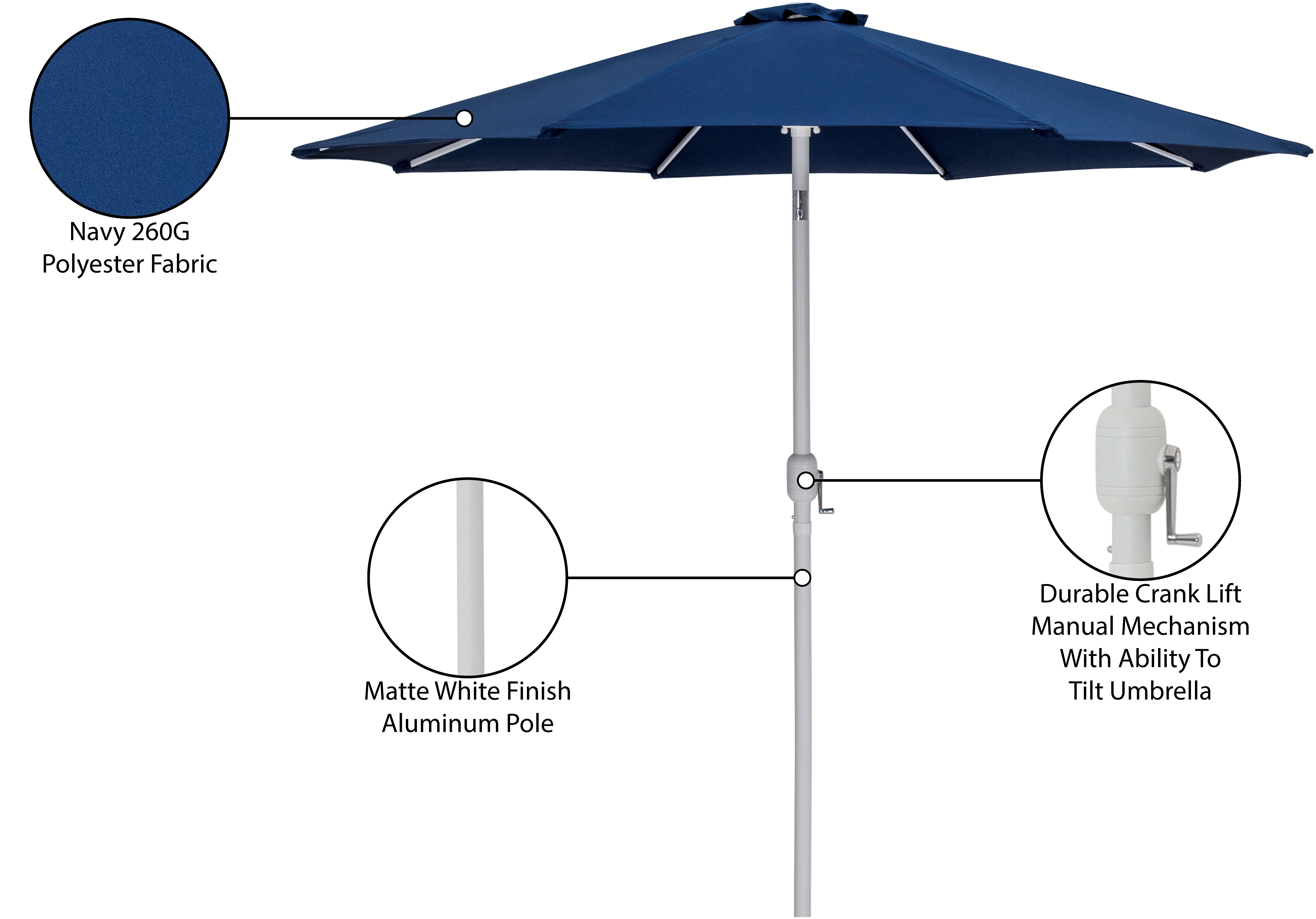 Fiji Water Resistant Fabric And Aluminum Patio Umbrella - Image 45