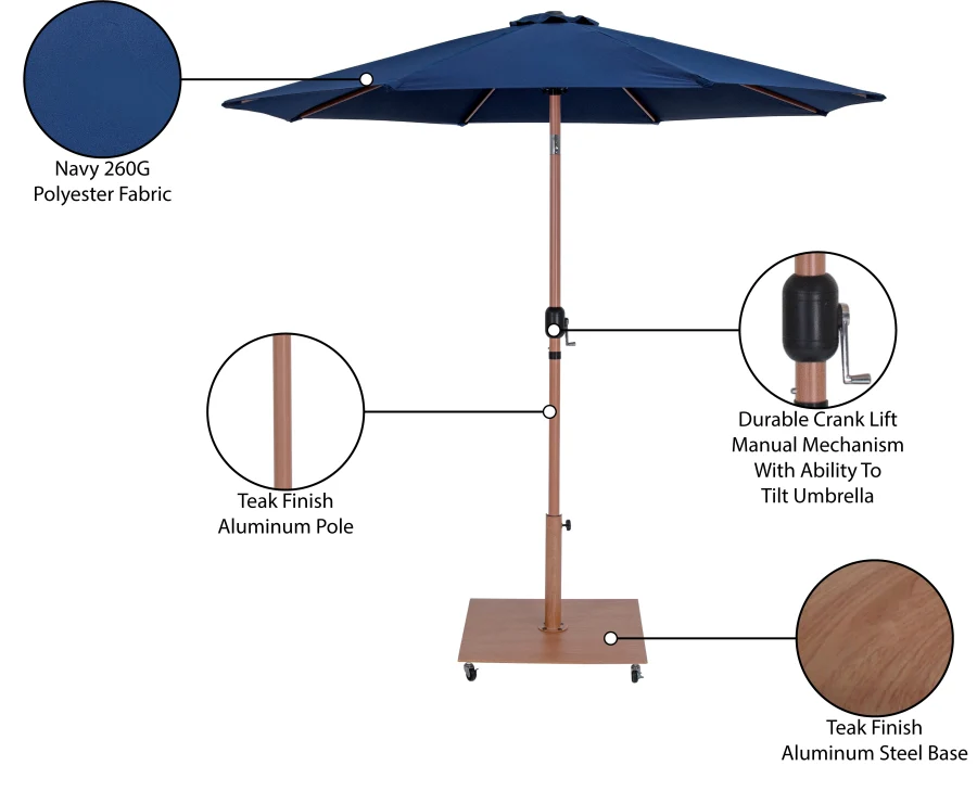 Fiji Water Resistant Fabric And Aluminum Patio Umbrella With Base Set - Image 54
