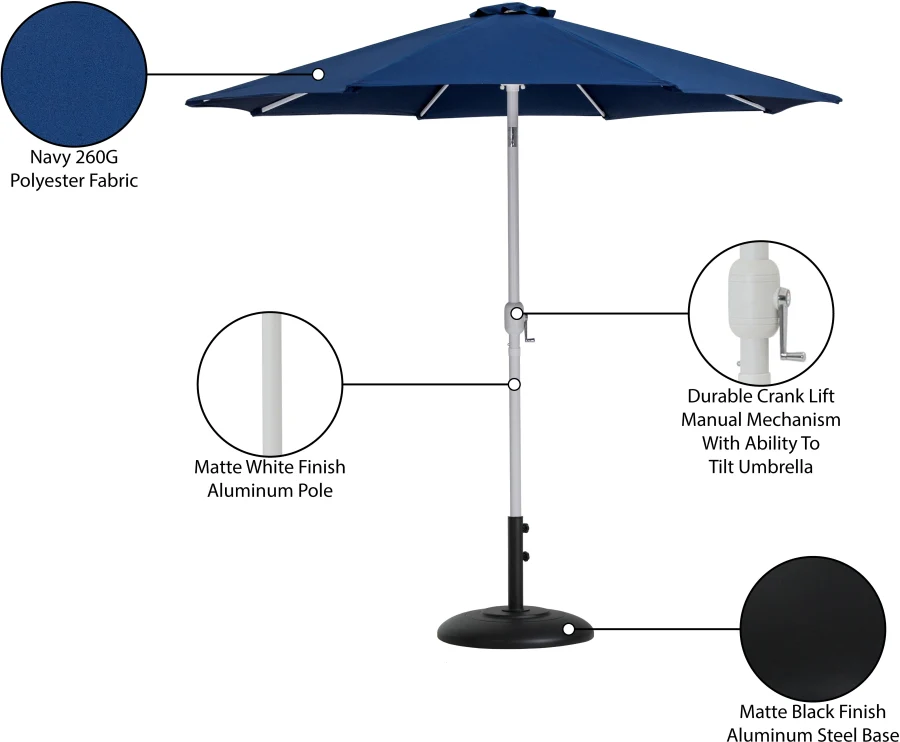 Fiji Water Resistant Fabric And Aluminum Patio Umbrella With Base Set - Image 68