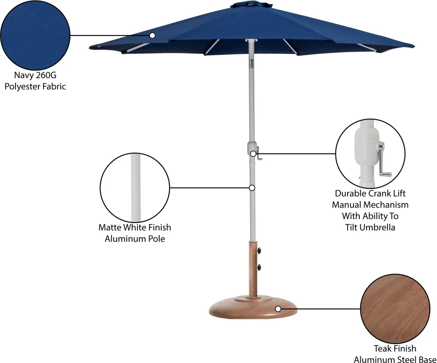 Fiji Water Resistant Fabric And Aluminum Patio Umbrella With Base Set - Image 69