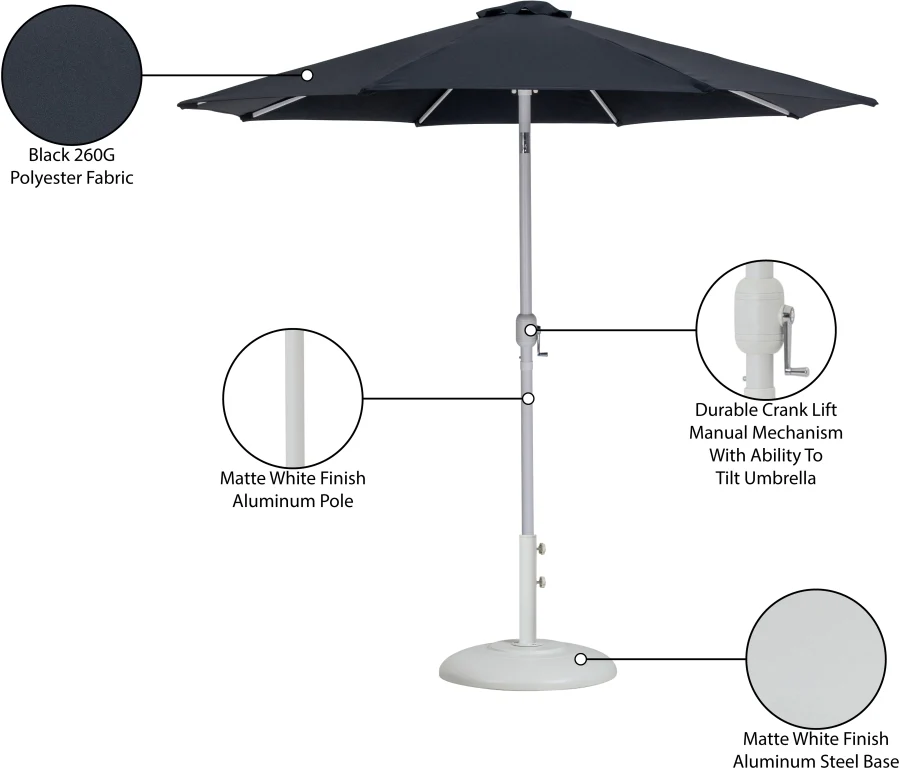 Fiji Water Resistant Fabric And Aluminum Patio Umbrella With Base Set - Image 17