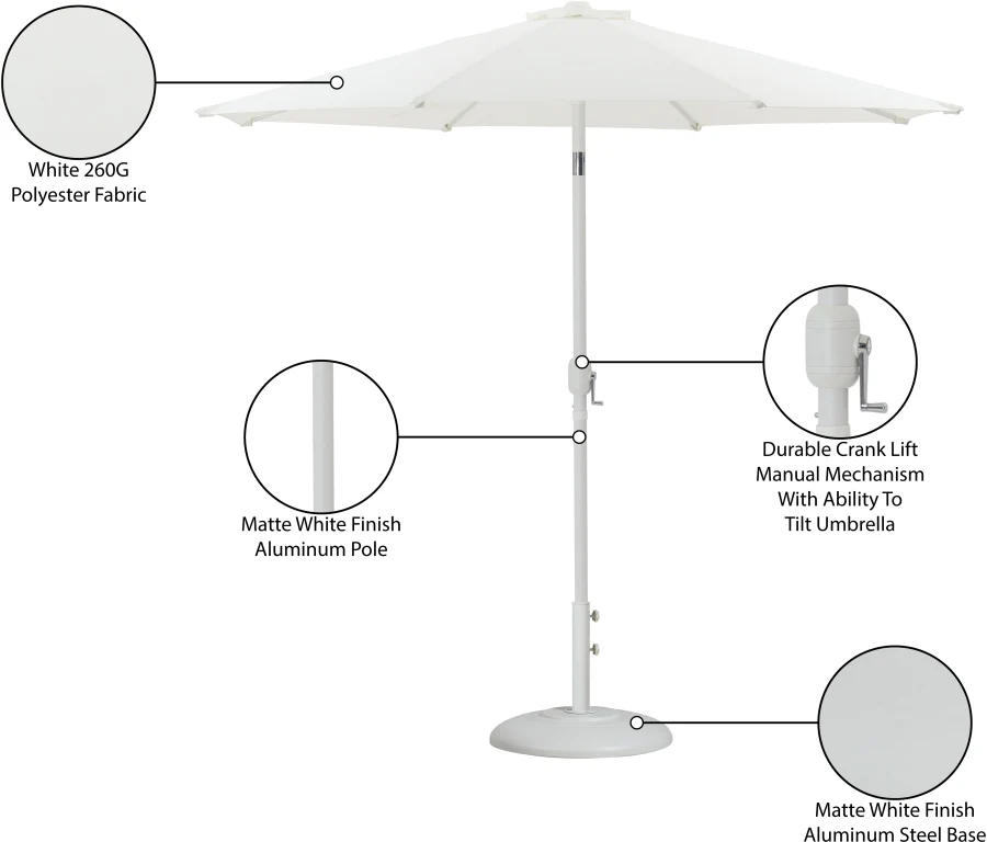 Fiji Water Resistant Fabric And Aluminum Patio Umbrella With Base Set - Image 51