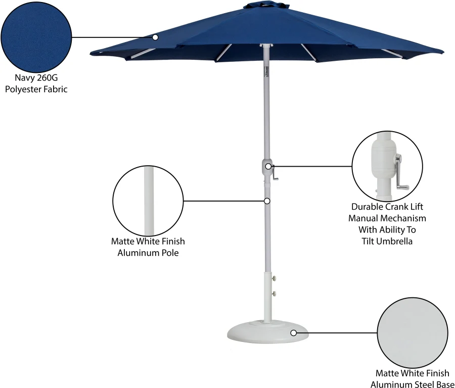 Fiji Water Resistant Fabric And Aluminum Patio Umbrella With Base Set - Image 68