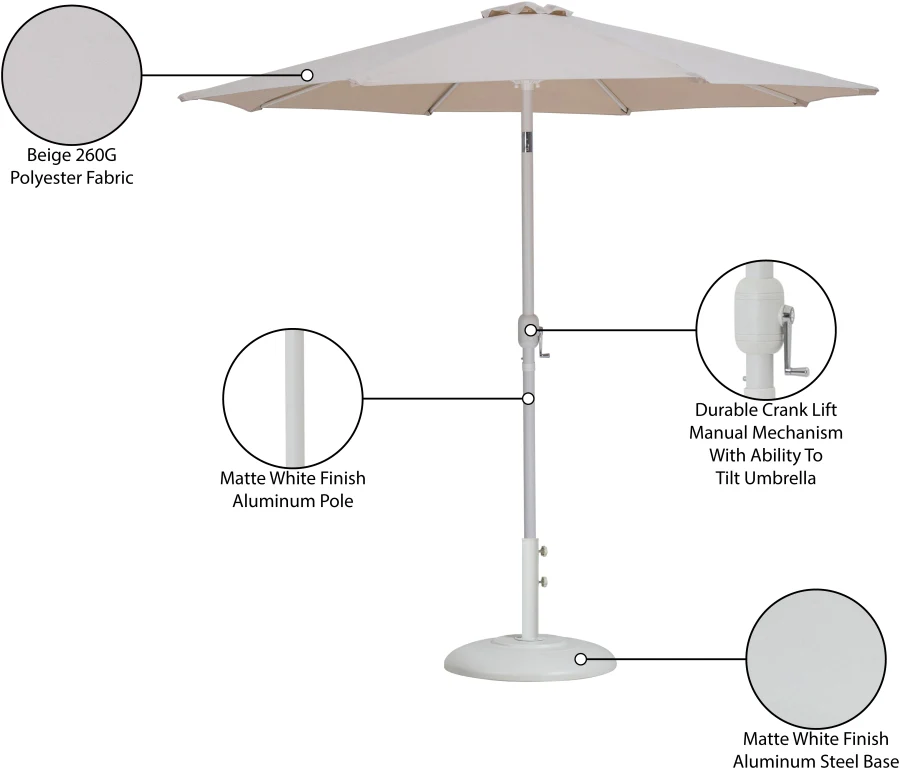 Fiji Water Resistant Fabric And Aluminum Patio Umbrella With Base Set - Image 85