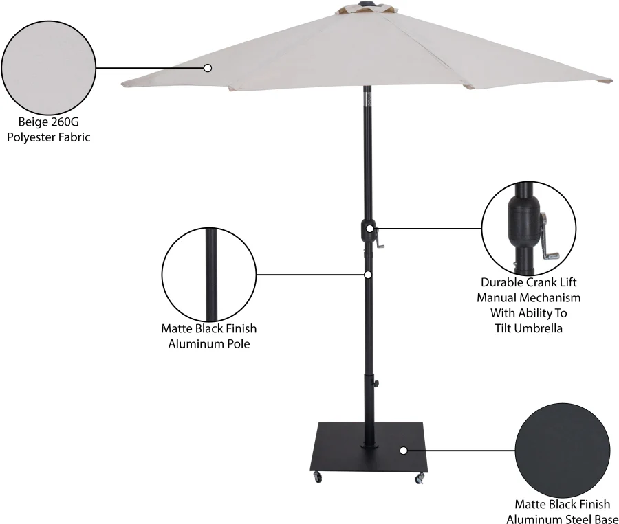Fiji Water Resistant Fabric And Aluminum Patio Umbrella With Base Set - Image 75
