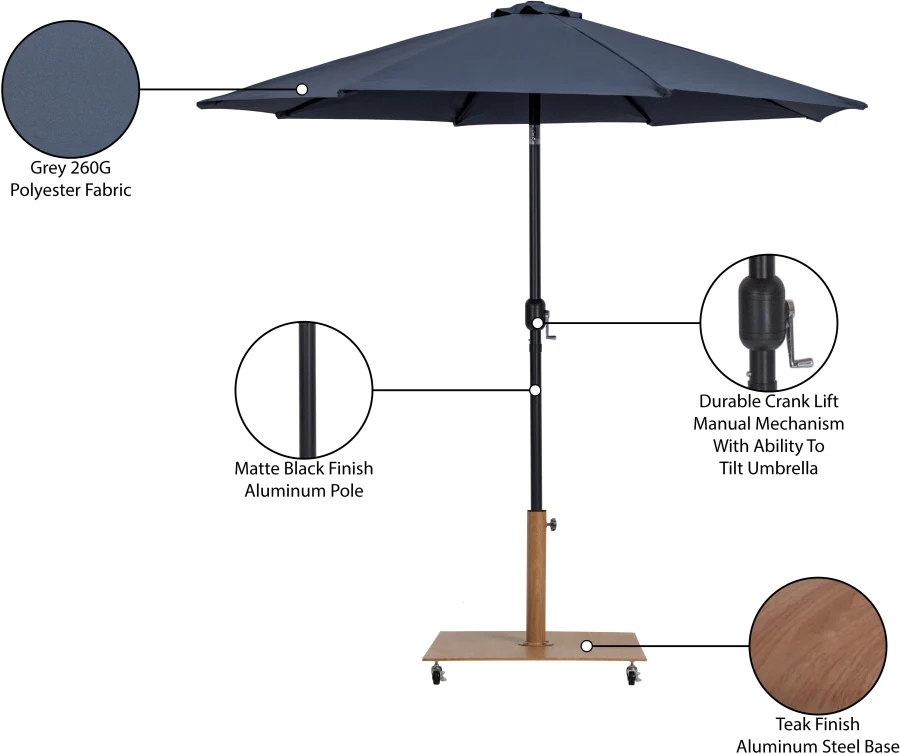 Fiji Water Resistant Fabric And Aluminum Patio Umbrella With Base Set - Image 38
