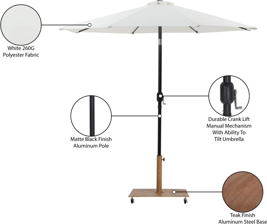 Fiji Water Resistant Fabric And Aluminum Patio Umbrella With Base Set - Image 57