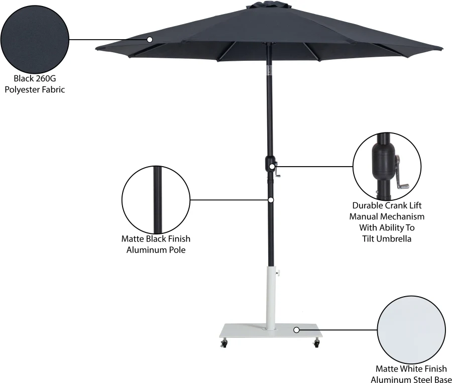 Fiji Water Resistant Fabric And Aluminum Patio Umbrella With Base Set - Image 19