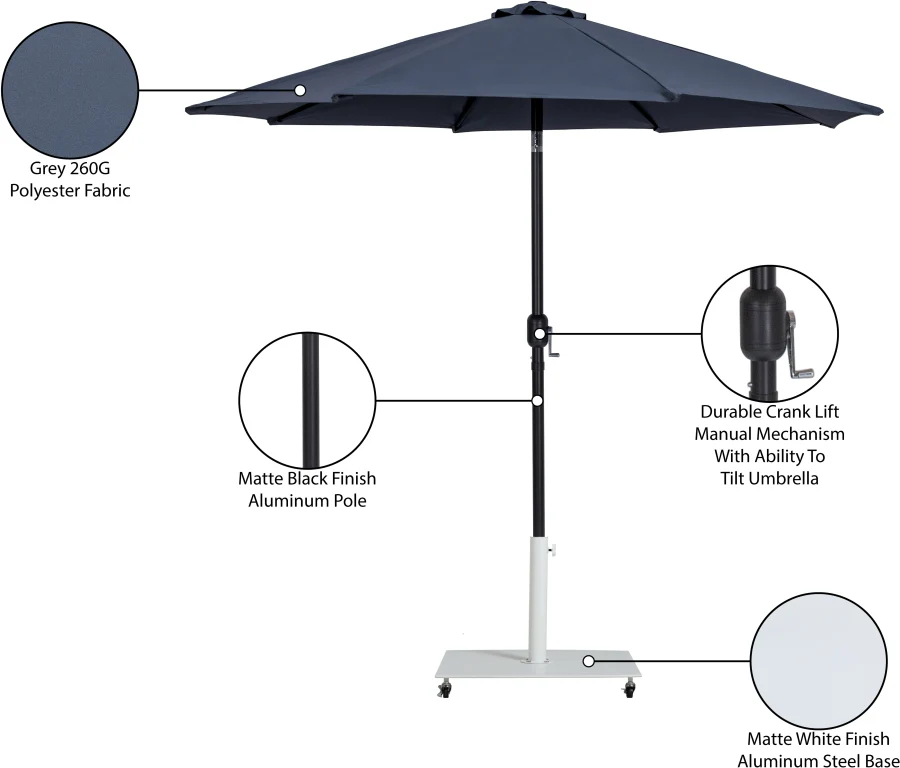 Fiji Water Resistant Fabric And Aluminum Patio Umbrella With Base Set - Image 38