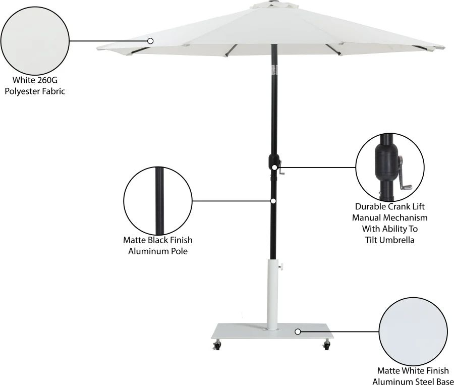 Fiji Water Resistant Fabric And Aluminum Patio Umbrella With Base Set - Image 57