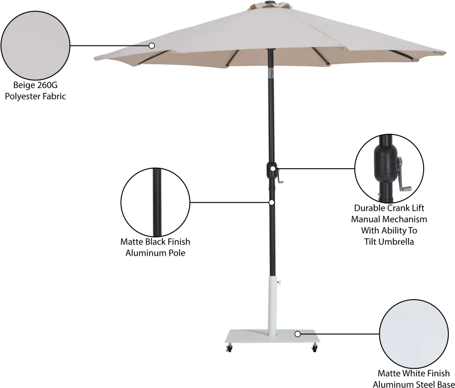 Fiji Water Resistant Fabric And Aluminum Patio Umbrella With Base Set - Image 76