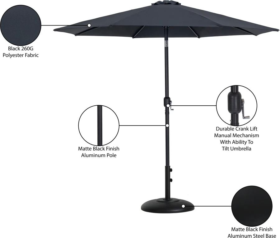 Fiji Water Resistant Fabric And Aluminum Patio Umbrella With Base Set - Image 17