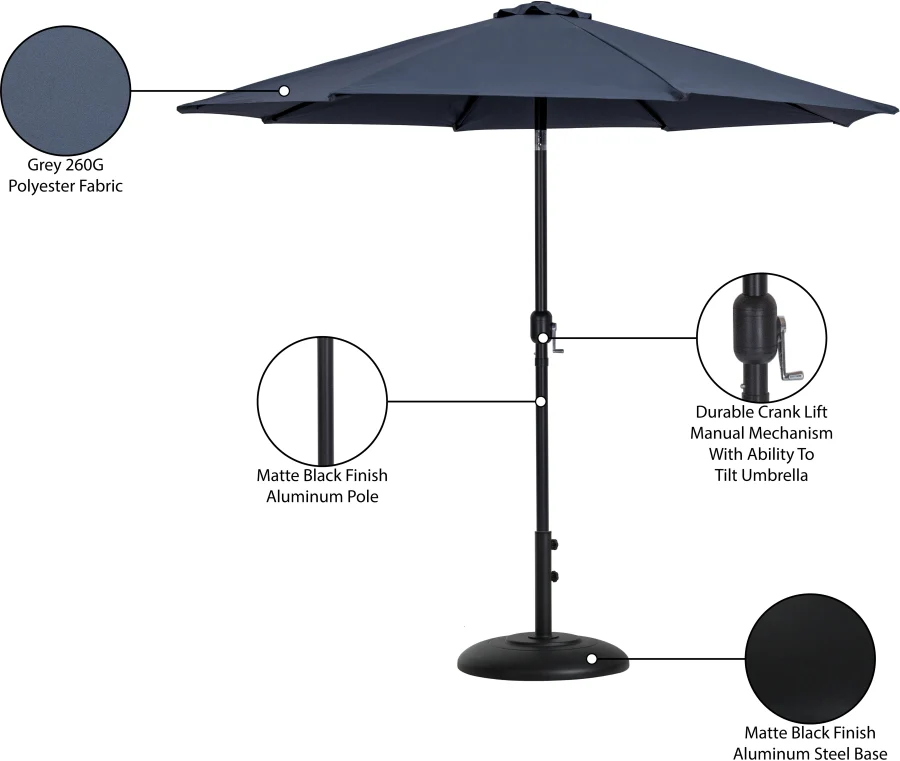 Fiji Water Resistant Fabric And Aluminum Patio Umbrella With Base Set - Image 33