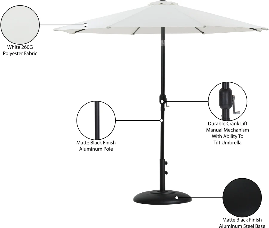 Fiji Water Resistant Fabric And Aluminum Patio Umbrella With Base Set - Image 50