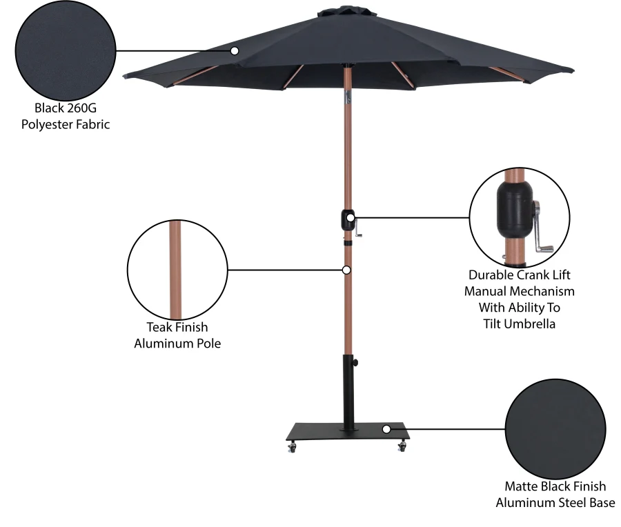 Fiji Water Resistant Fabric And Aluminum Patio Umbrella With Base Set - Image 19