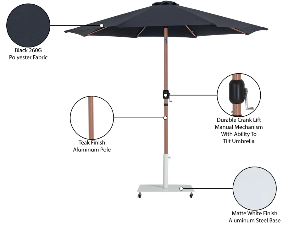 Fiji Water Resistant Fabric And Aluminum Patio Umbrella With Base Set - Image 20