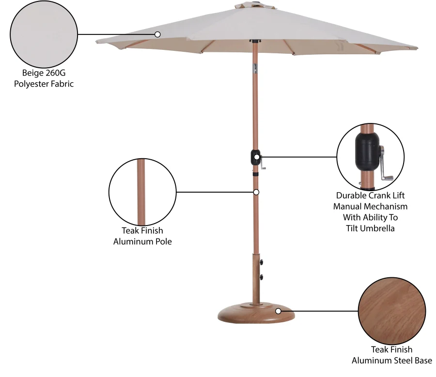 Fiji Water Resistant Fabric And Aluminum Patio Umbrella With Base Set - Image 67