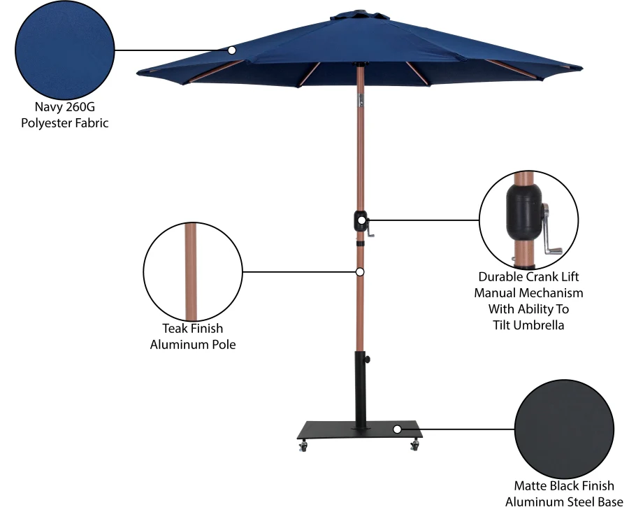 Fiji Water Resistant Fabric And Aluminum Patio Umbrella With Base Set - Image 59