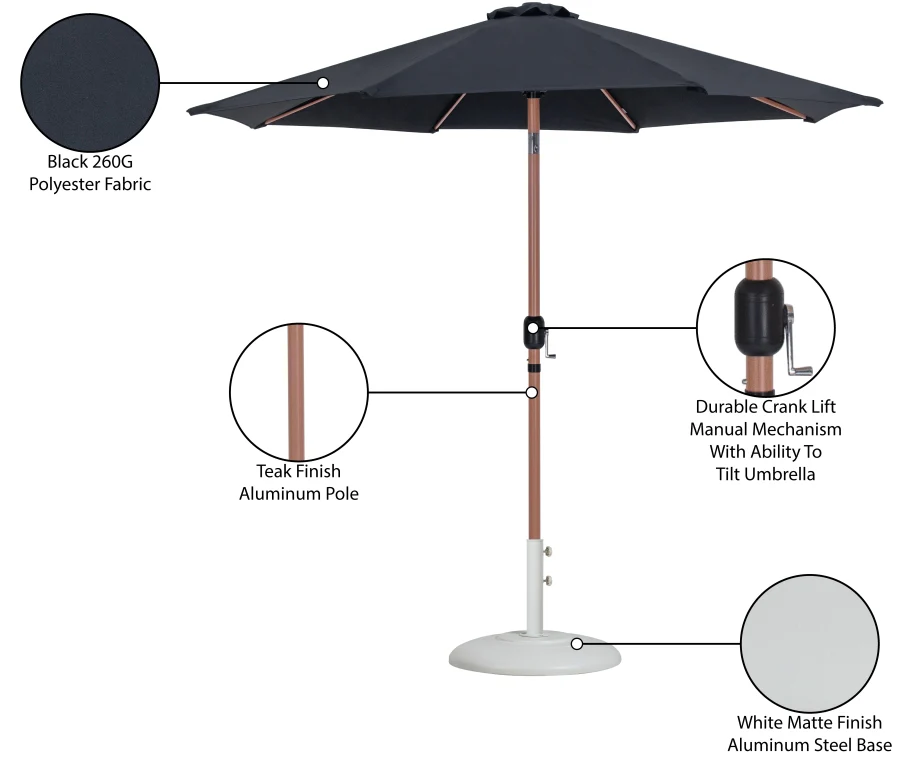 Fiji Water Resistant Fabric And Aluminum Patio Umbrella With Base Set - Image 16