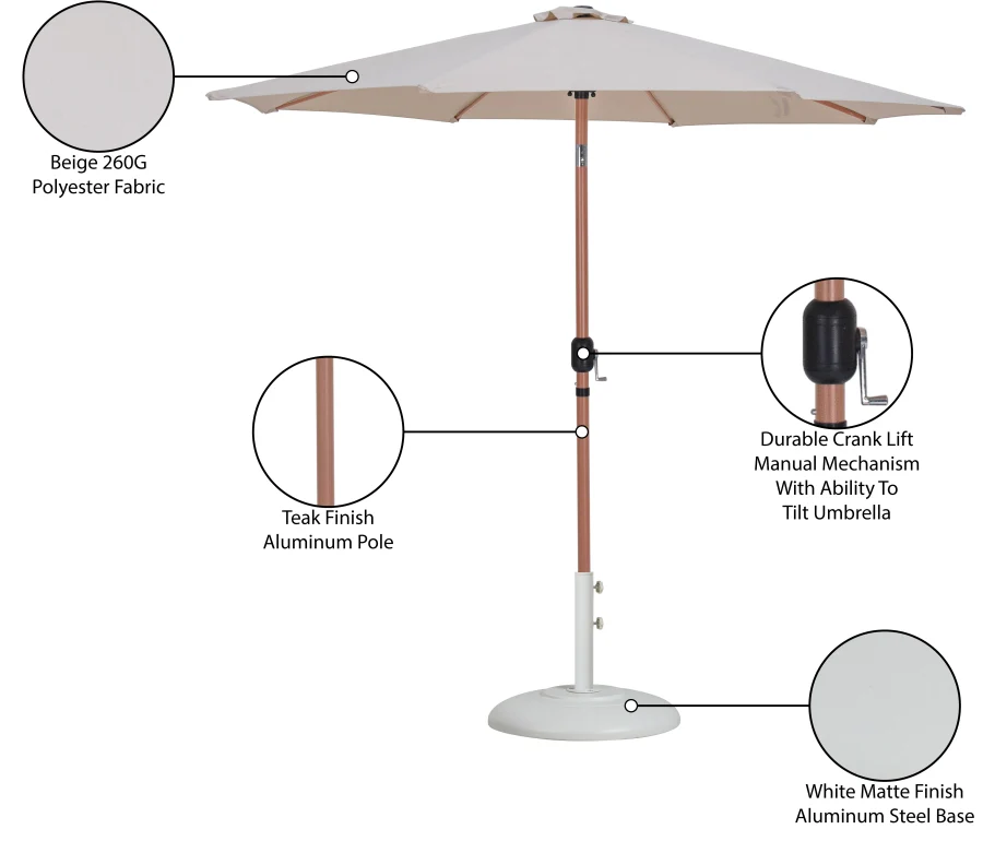 Fiji Water Resistant Fabric And Aluminum Patio Umbrella With Base Set - Image 66