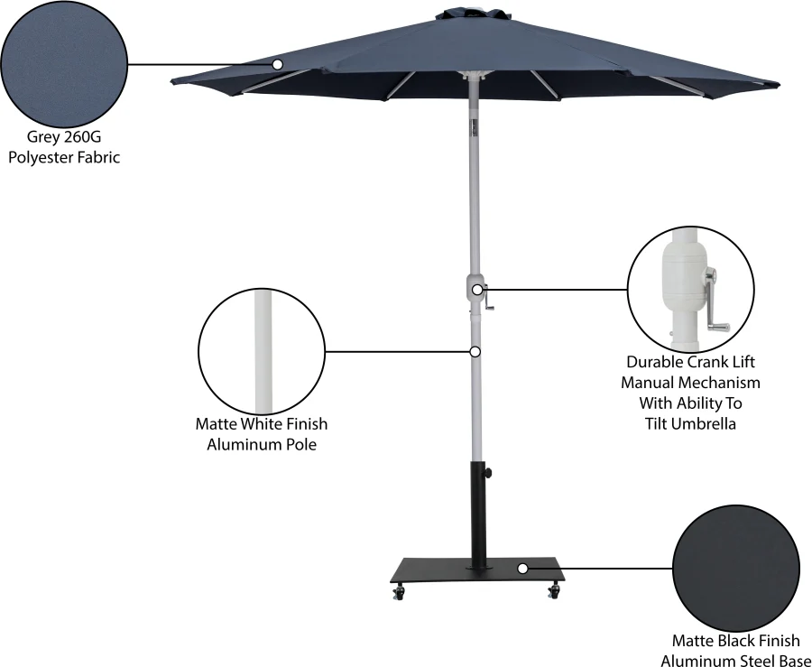 Fiji Water Resistant Fabric And Aluminum Patio Umbrella With Base Set - Image 40