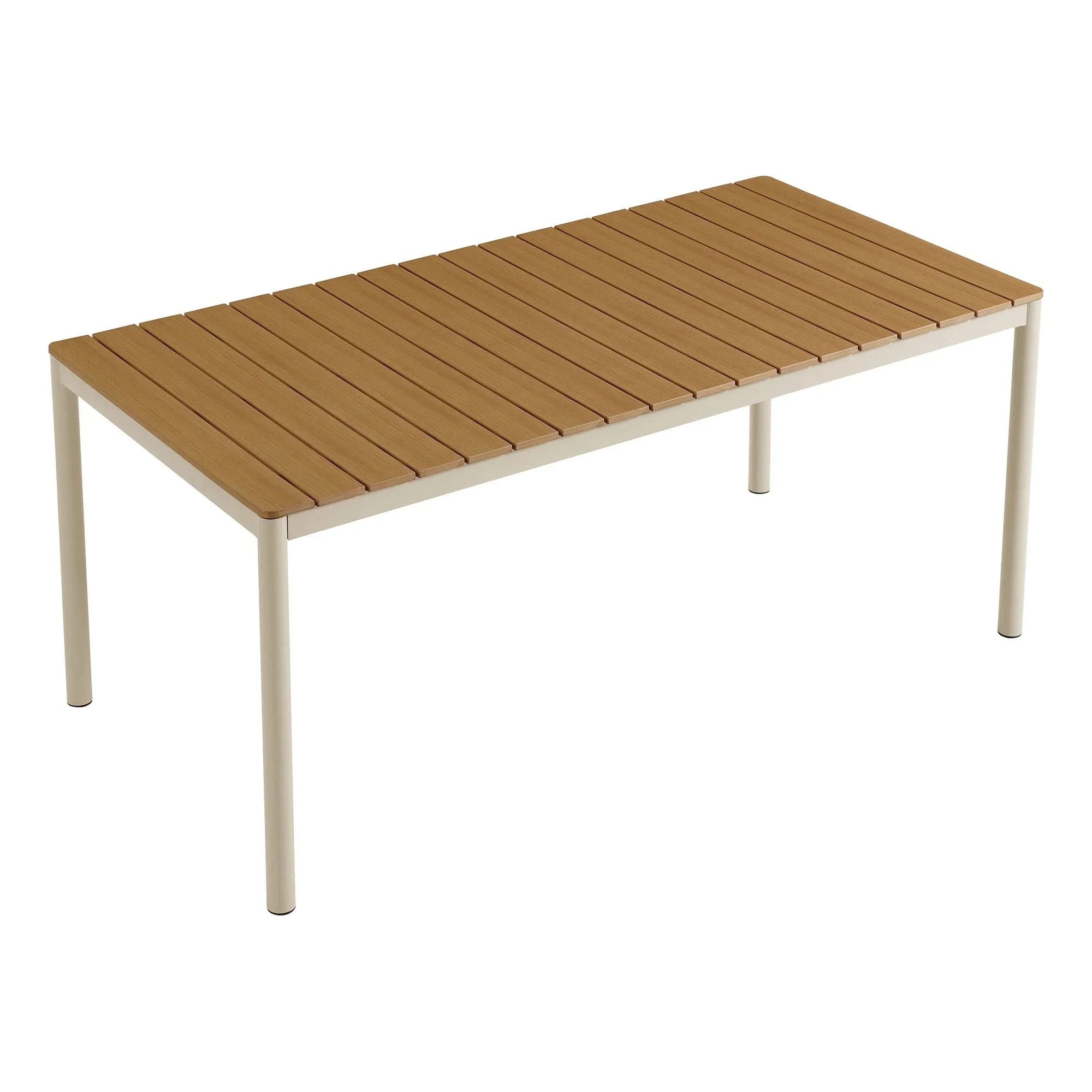 Finn 71" Outdoor Patio Aluminum Dining Table with Faux Wood Top in Natural - Image 6