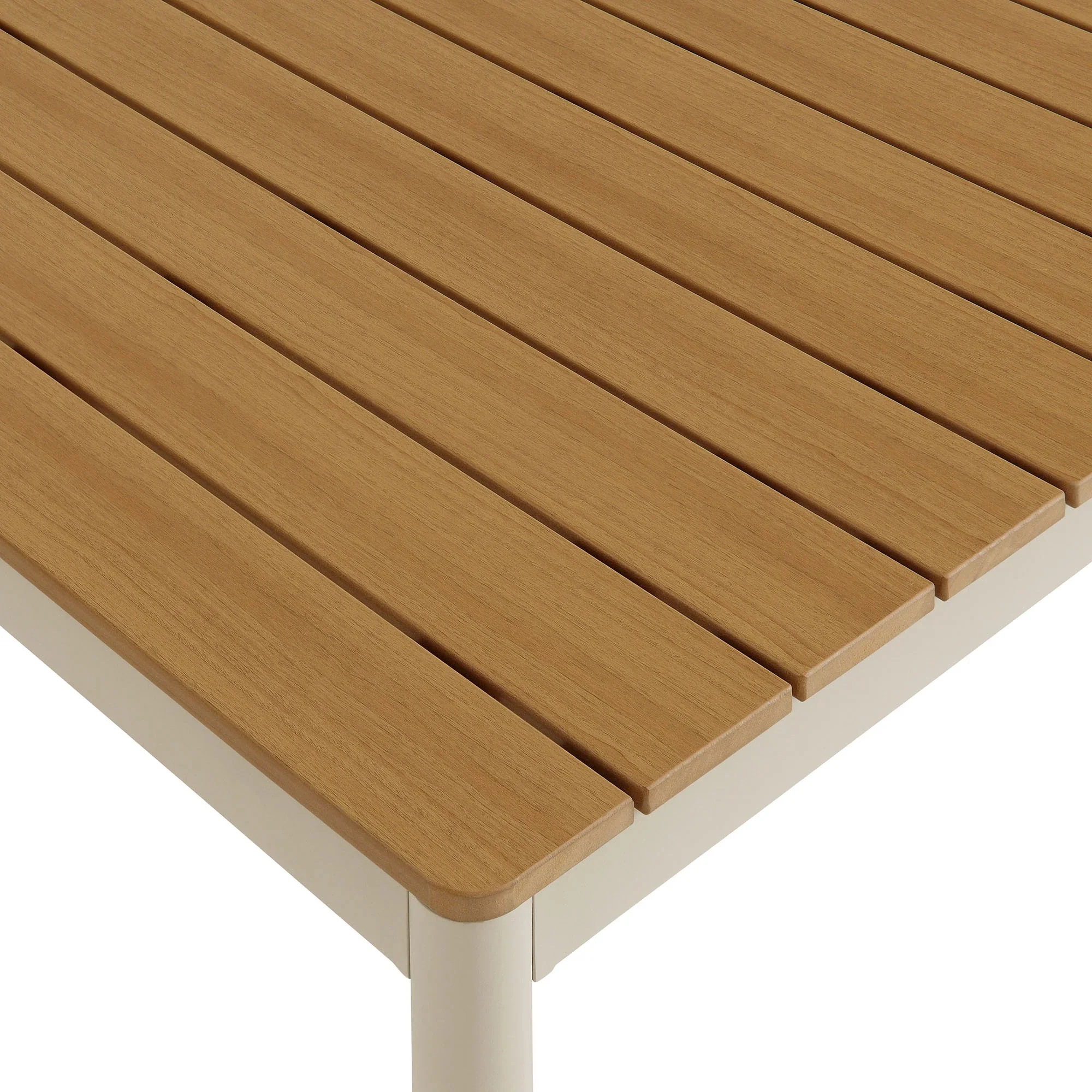 Finn 71" Outdoor Patio Aluminum Dining Table with Faux Wood Top in Natural - Image 8