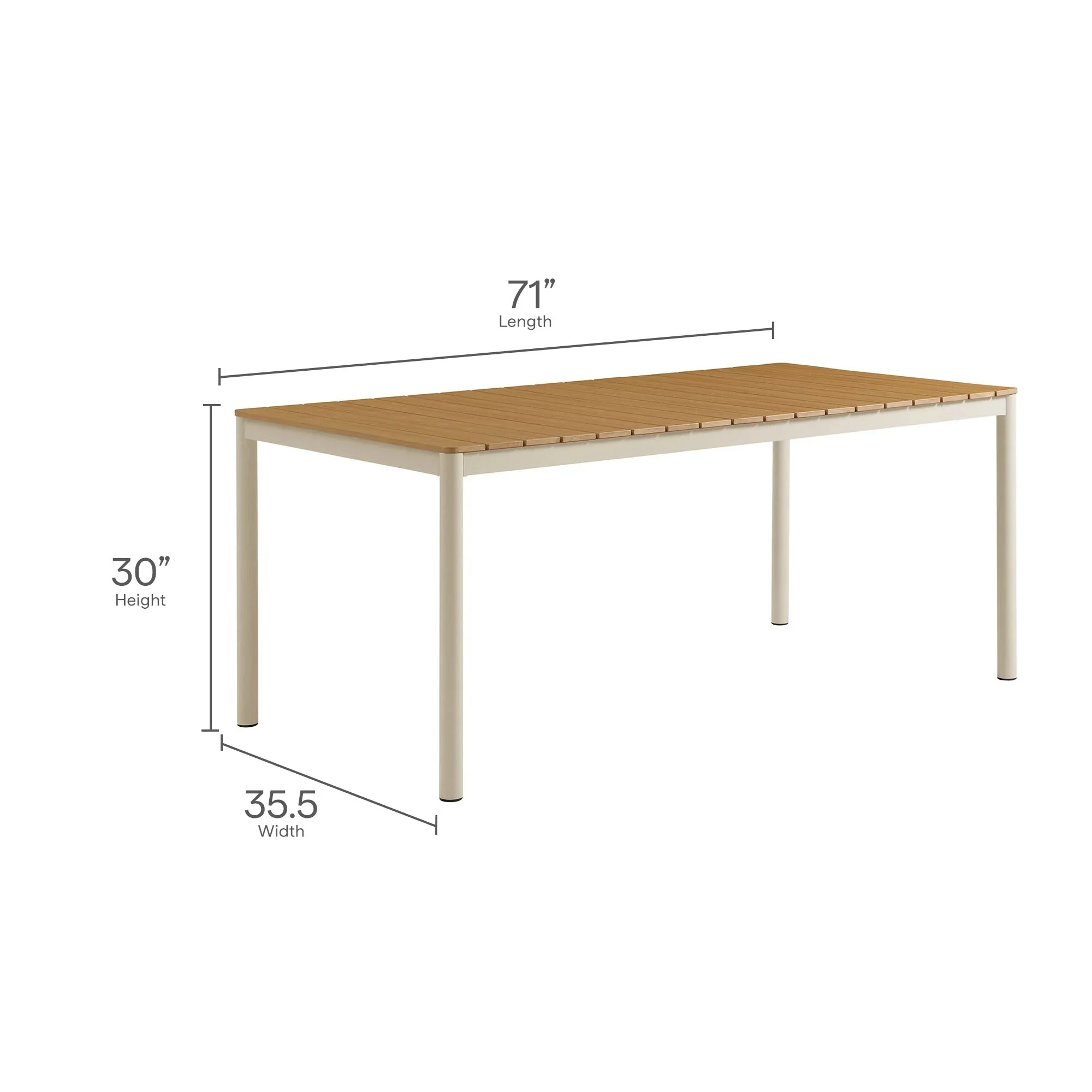 Finn Outdoor Patio Aluminum Faux Wood Dining Set with Benches in Natural - Image 7