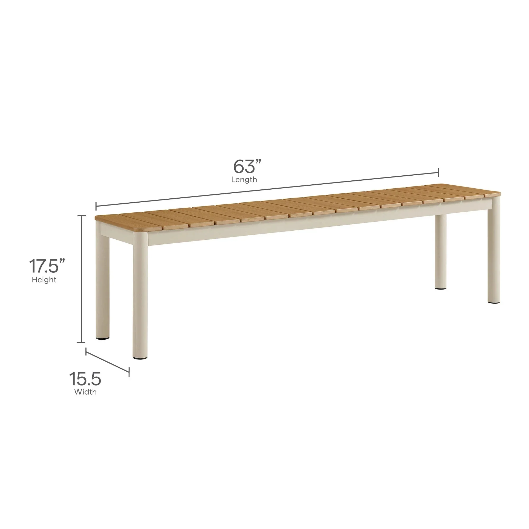 Finn Outdoor Patio Aluminum Faux Wood Dining Set with Benches in Natural - Image 8