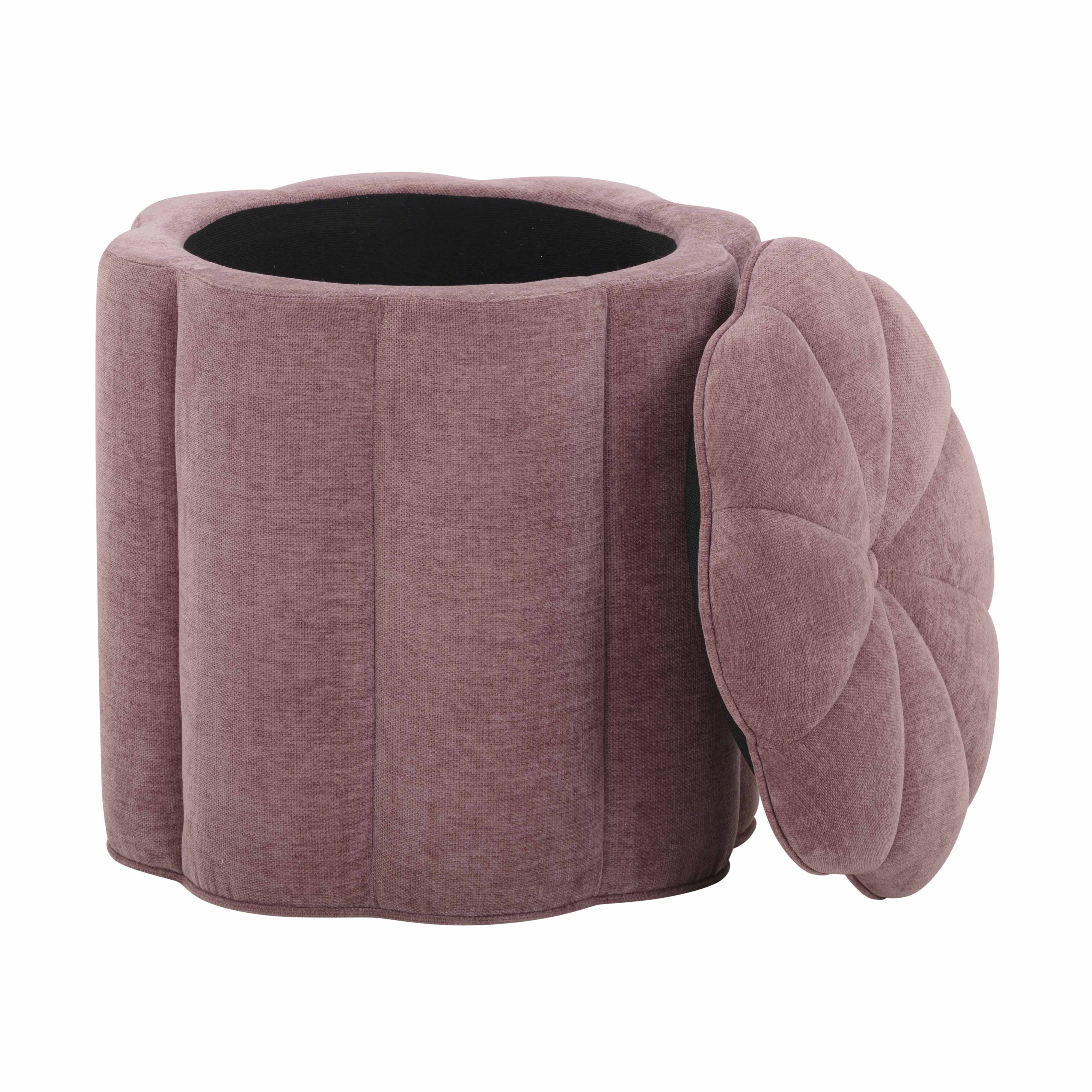 Fleur Textured Performance Velvet Storage Ottoman - Image 3