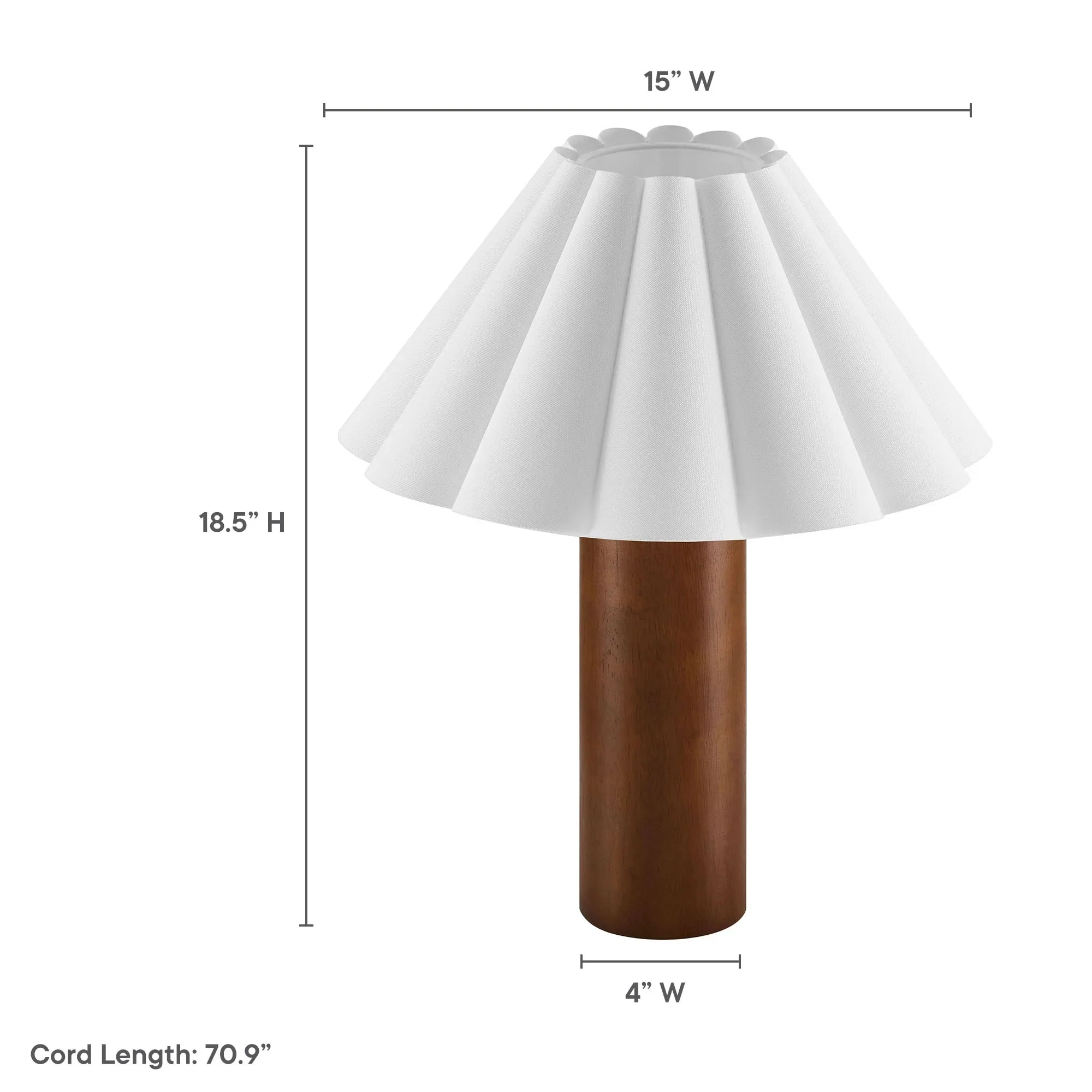 Flora Wood Table Lamp With Pleated Petal Shade in Walnut - Image 13