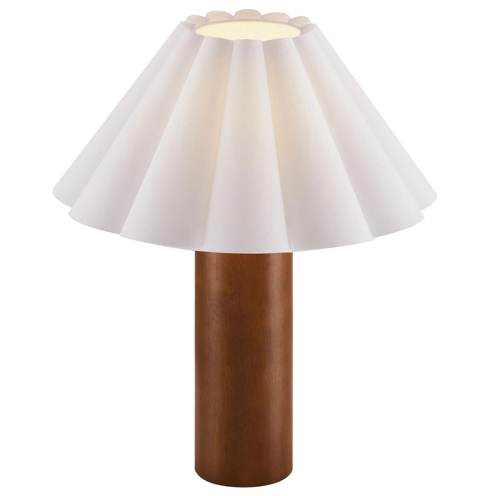Flora Wood Table Lamp With Pleated Petal Shade in Walnut - Image 5