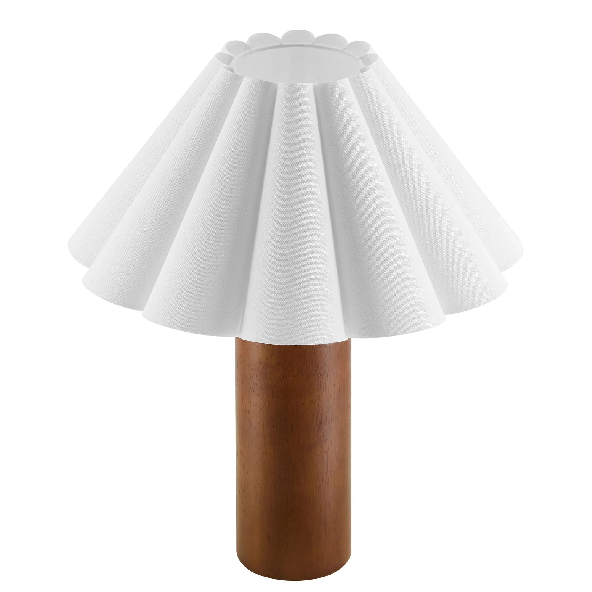 Flora Wood Table Lamp With Pleated Petal Shade in Walnut - Image 6
