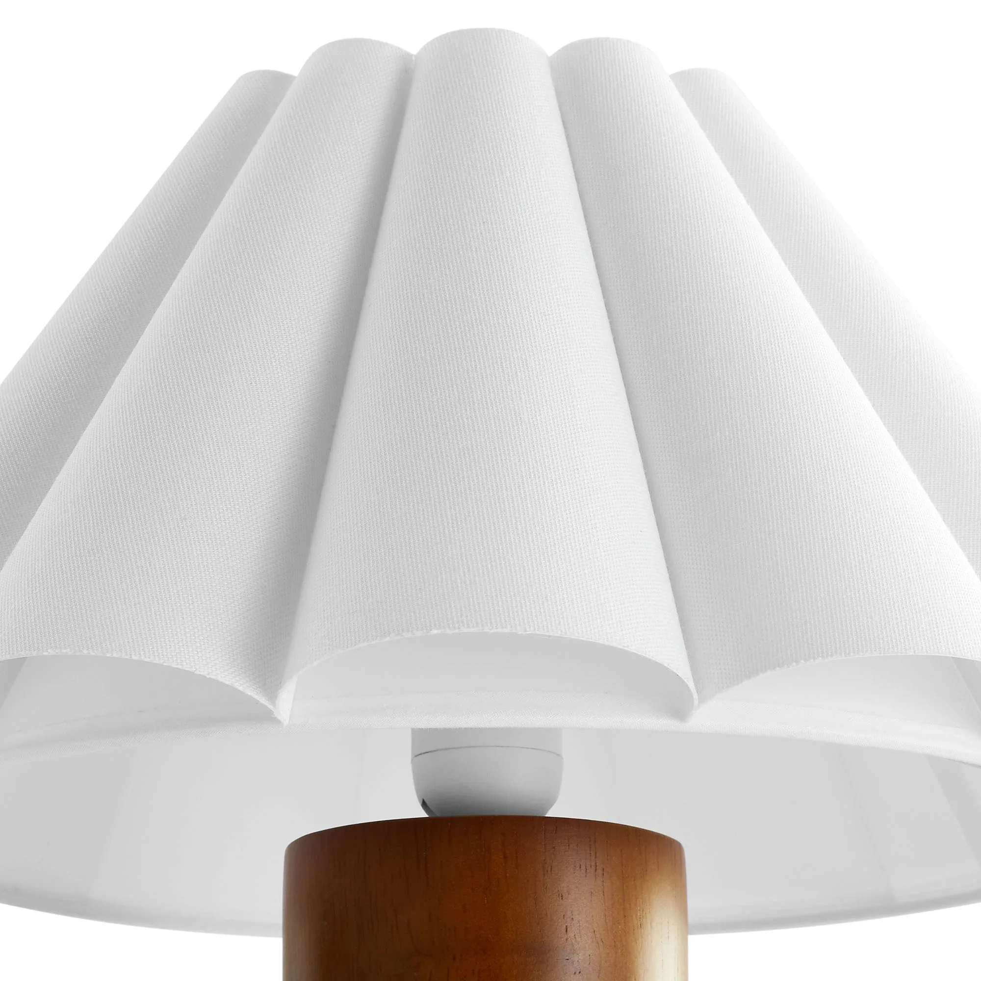 Flora Wood Table Lamp With Pleated Petal Shade in Walnut - Image 7