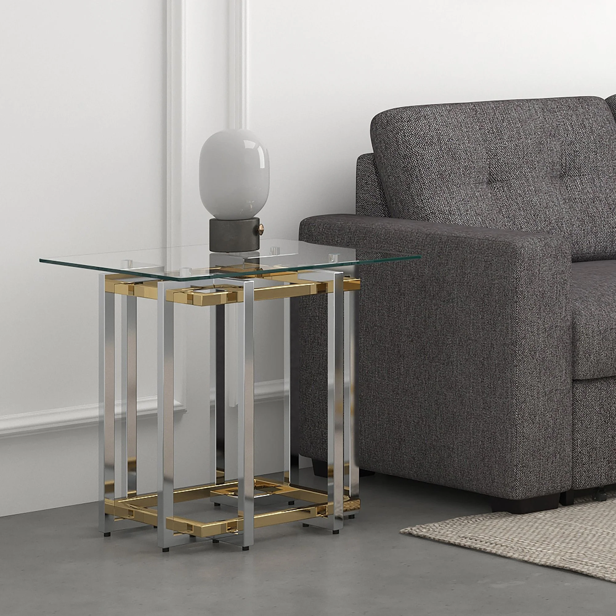 Florina Accent Table in Silver and Gold - Image 2