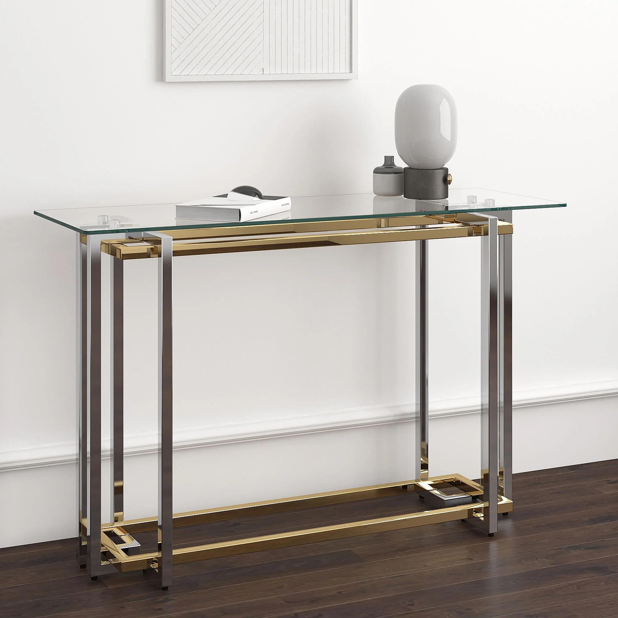 Florina Console Table in Silver and Gold - Image 2