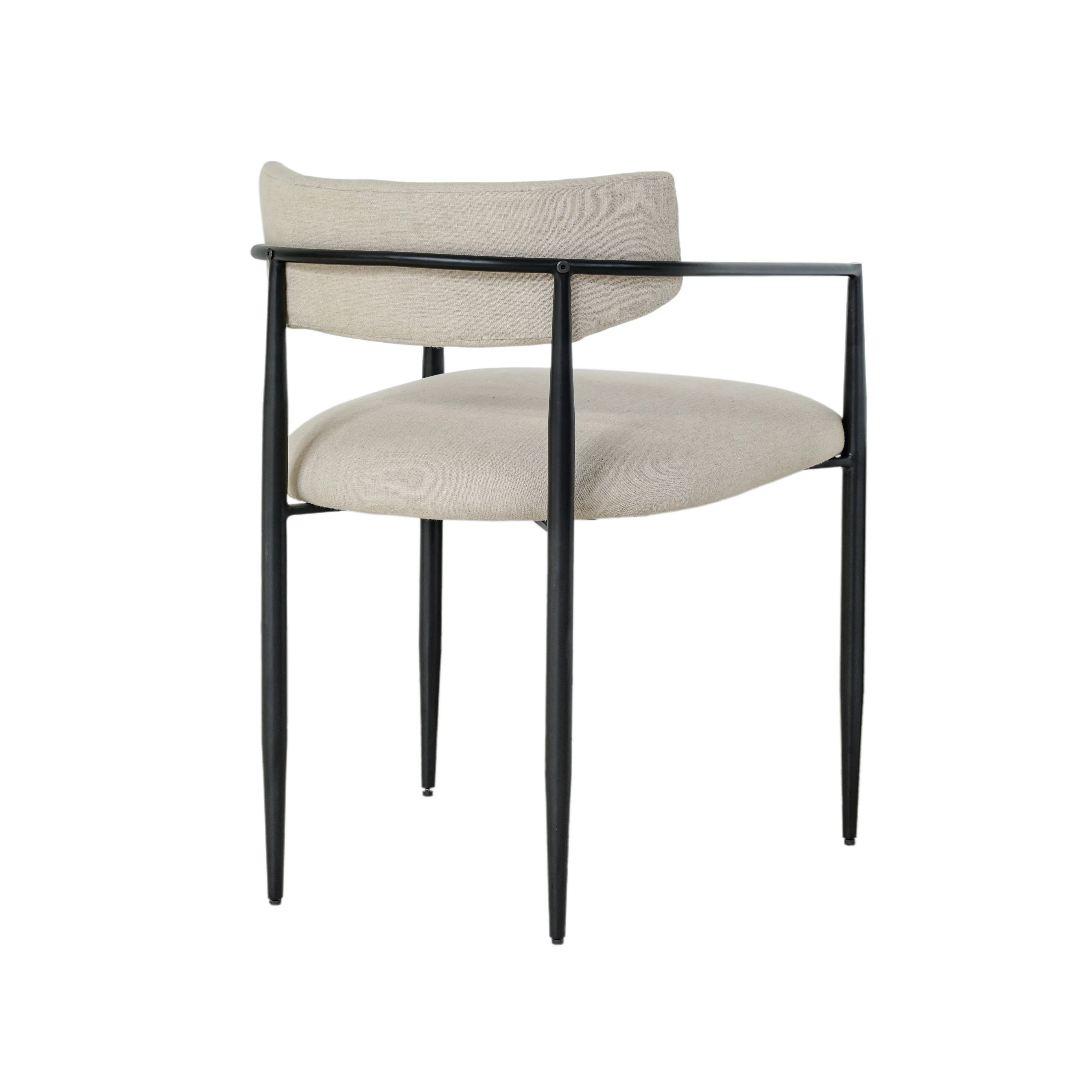Forte Cream Linen Forged Iron Dining Chair - Image 4